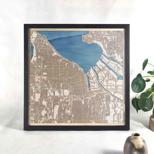 Tacoma Wooden Map by CityWood - Custom Wood Map Art - Unique Laser Cut Engraved - Anniversary Gift