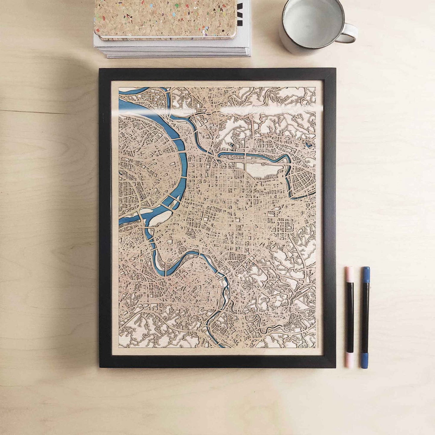 Taipei Wooden Map by CityWood - Custom Wood Map Art - Unique Laser Cut Engraved - Anniversary Gift