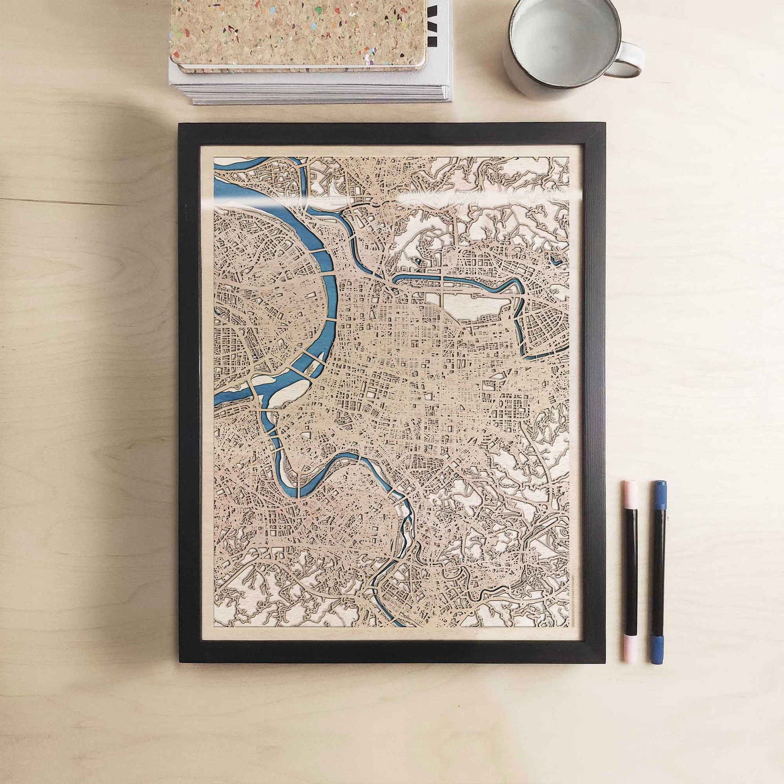 Taipei Wooden Map by CityWood - Custom Wood Map Art - Unique Laser Cut Engraved - Anniversary Gift