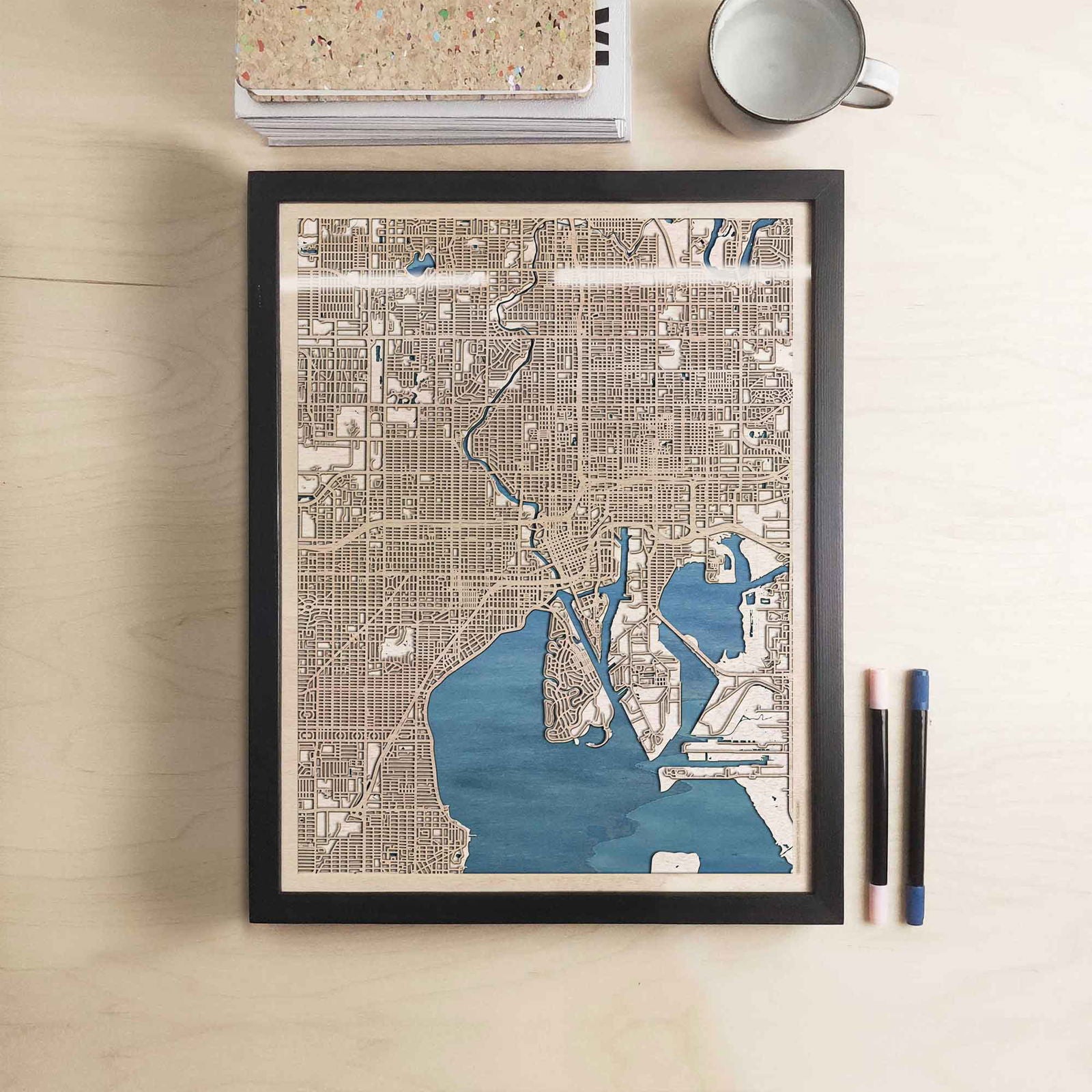 Tampa Wooden Map by CityWood - Custom Wood Map Art - Unique Laser Cut Engraved - Anniversary Gift