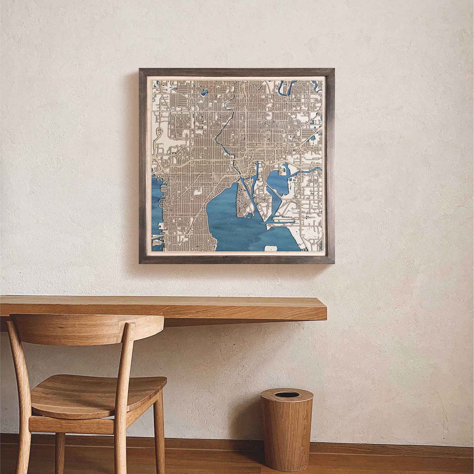 Tampa Wooden Map by CityWood - Custom Wood Map Art - Unique Laser Cut Engraved - Anniversary Gift