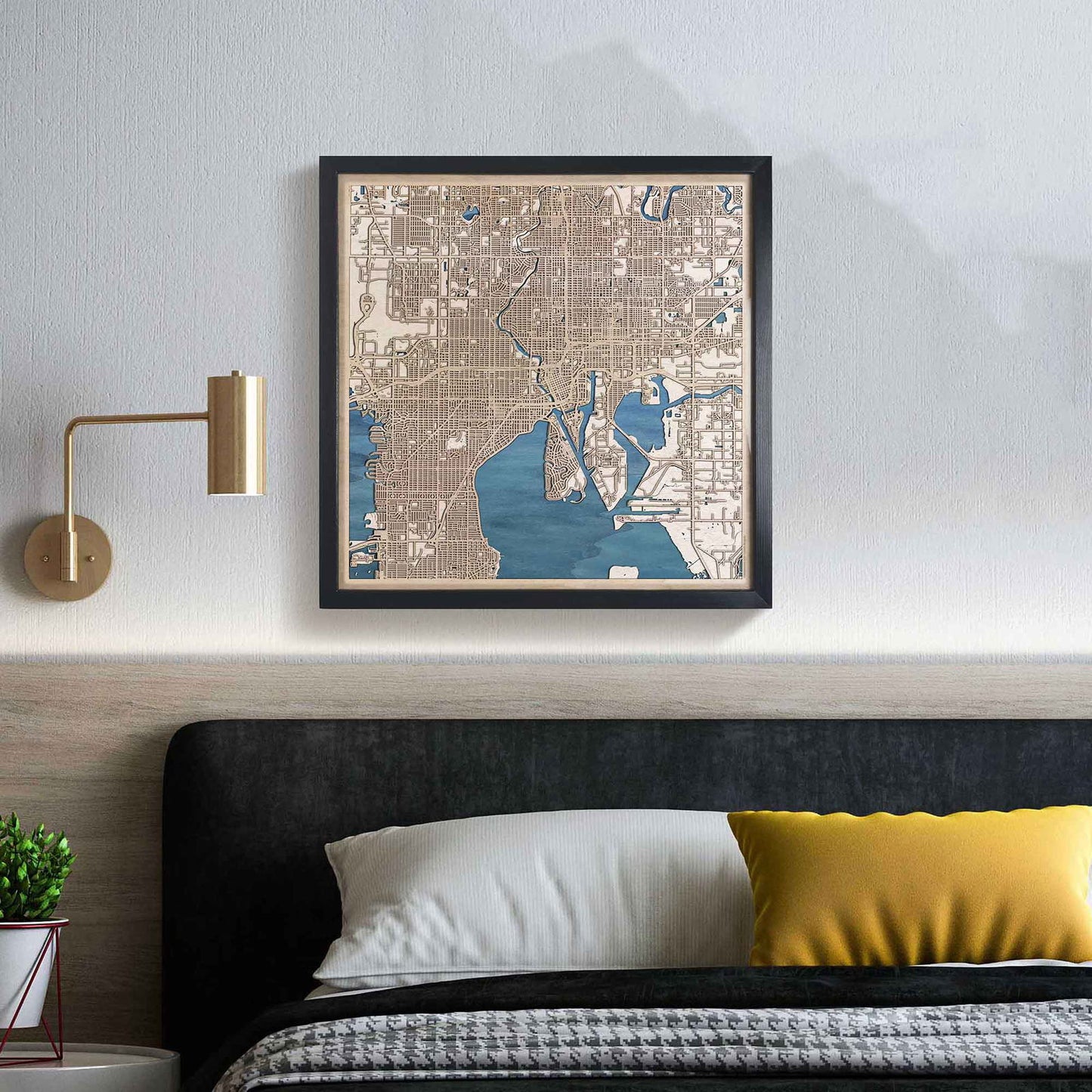 Tampa Wooden Map by CityWood - Custom Wood Map Art - Unique Laser Cut Engraved - Anniversary Gift