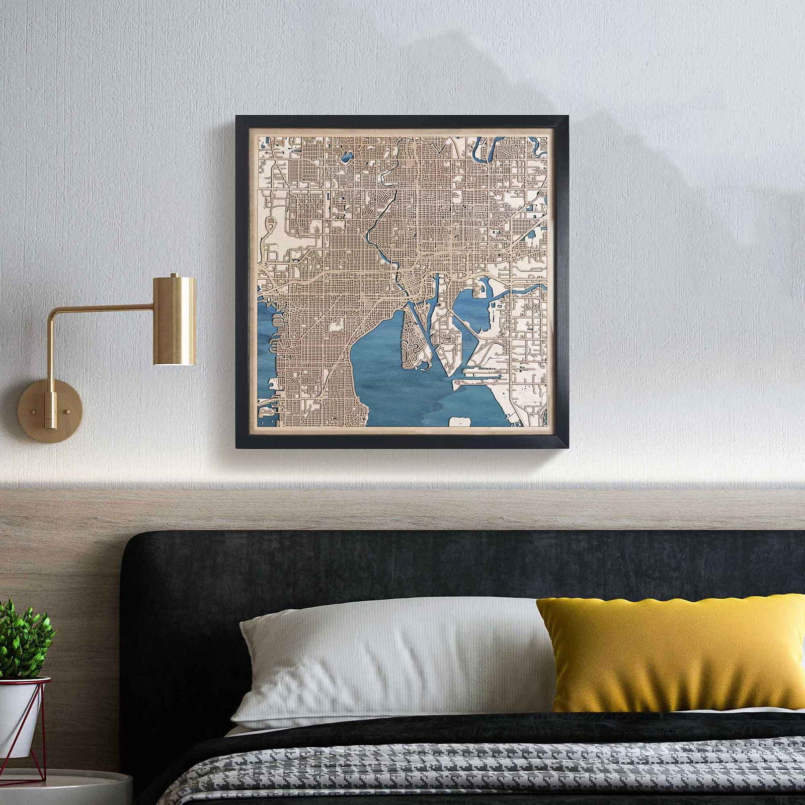 Tampa Wooden Map by CityWood - Custom Wood Map Art - Unique Laser Cut Engraved - Anniversary Gift