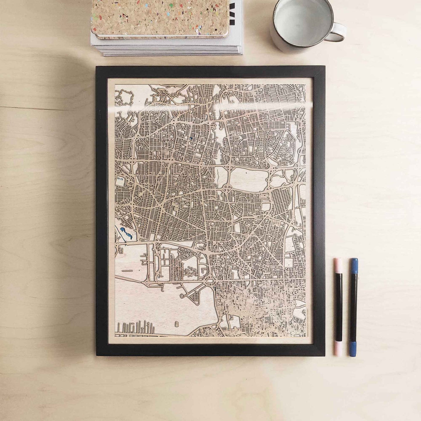 Teheran Wooden Map by CityWood - Custom Wood Map Art - Unique Laser Cut Engraved - Anniversary Gift