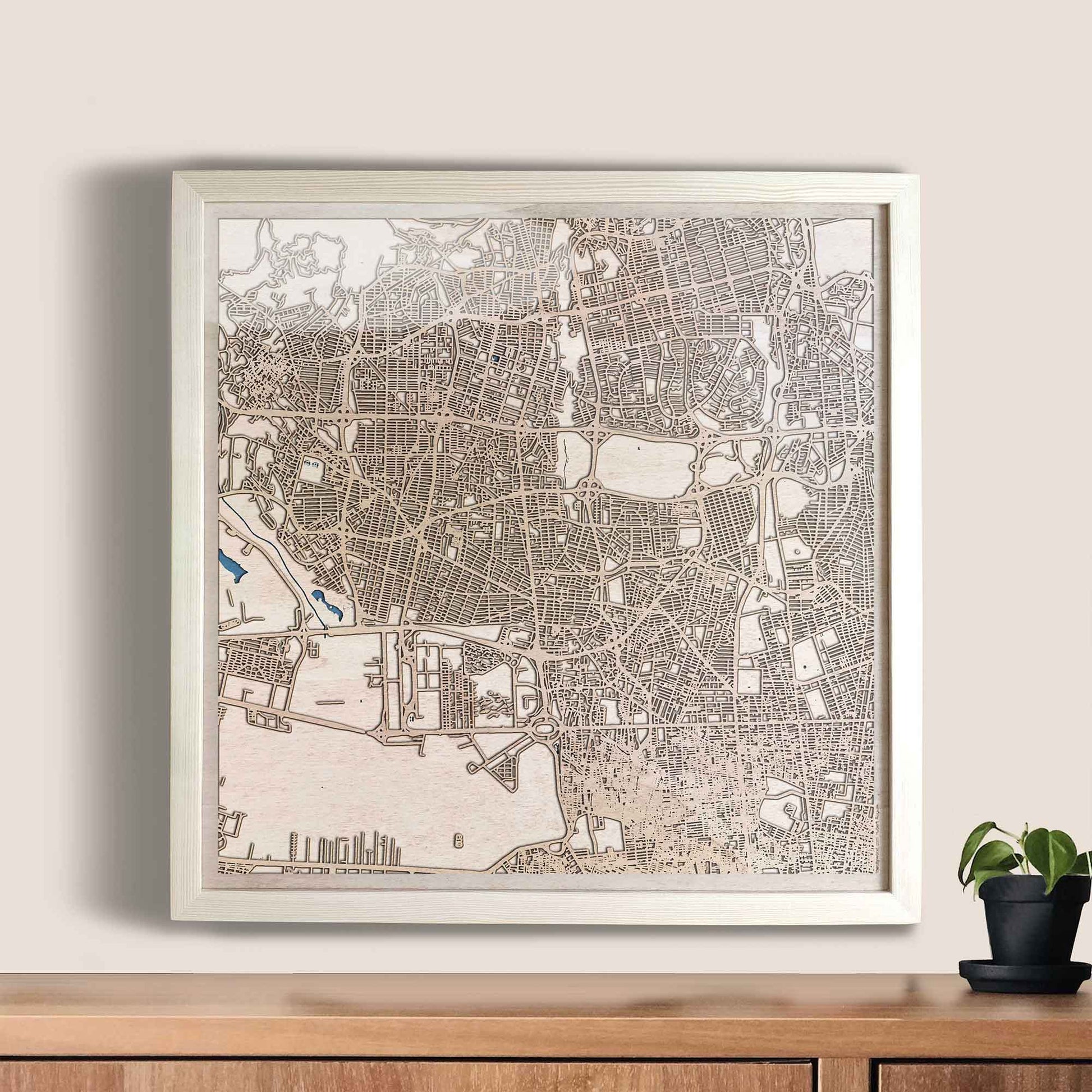 Teheran Wooden Map by CityWood - Custom Wood Map Art - Unique Laser Cut Engraved - Anniversary Gift
