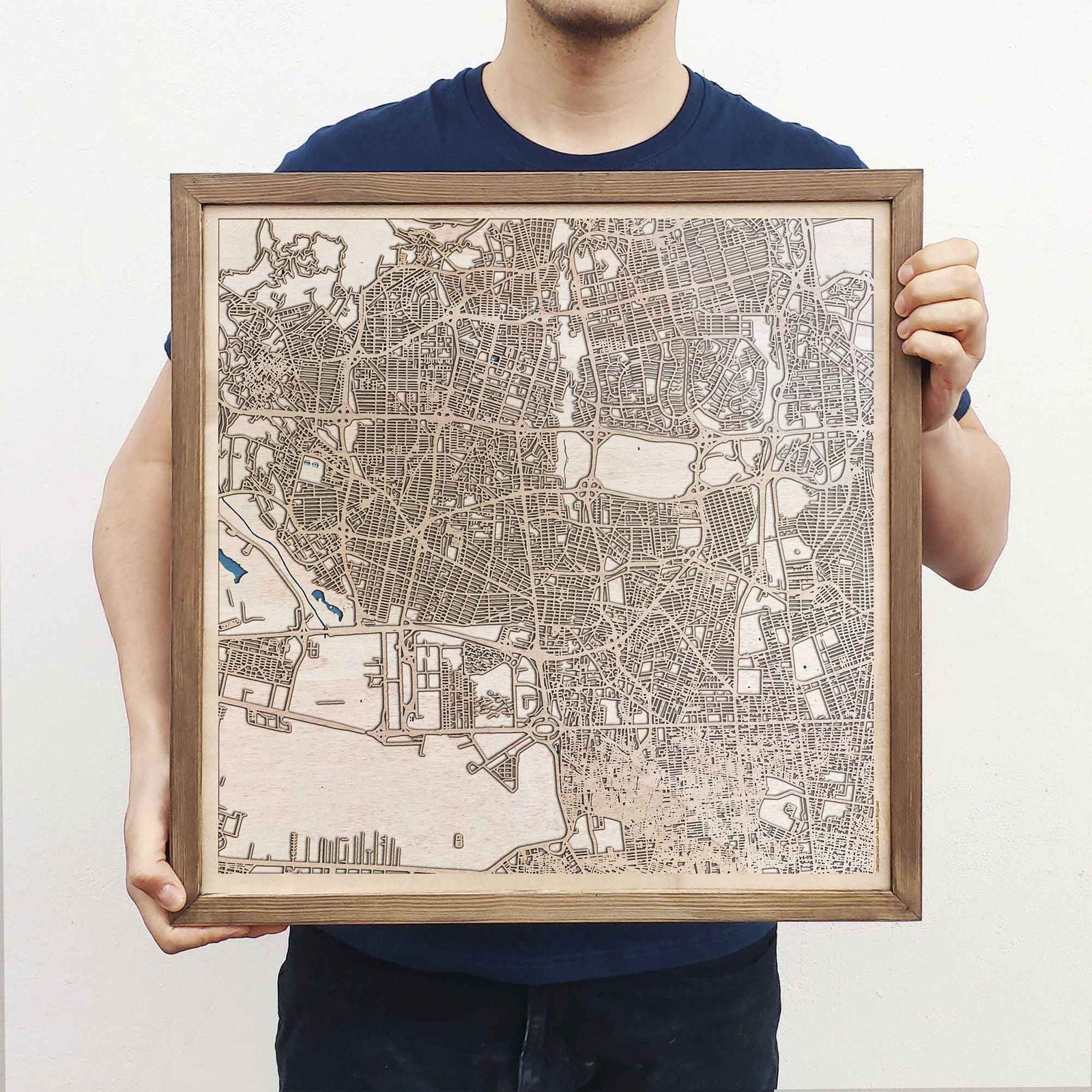 Teheran Wooden Map by CityWood - Custom Wood Map Art - Unique Laser Cut Engraved - Anniversary Gift