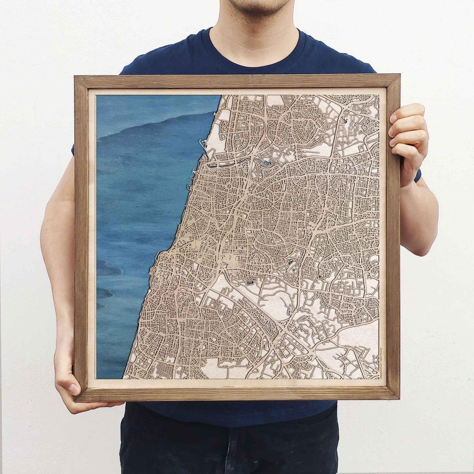 Tel Aviv Wooden Map by CityWood - Custom Wood Map Art - Unique Laser Cut Engraved - Anniversary Gift