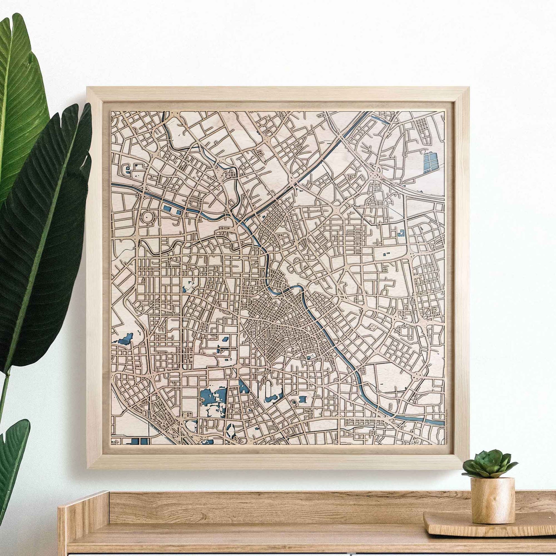 Tianjin Wooden Map by CityWood - Custom Wood Map Art - Unique Laser Cut Engraved - Anniversary Gift