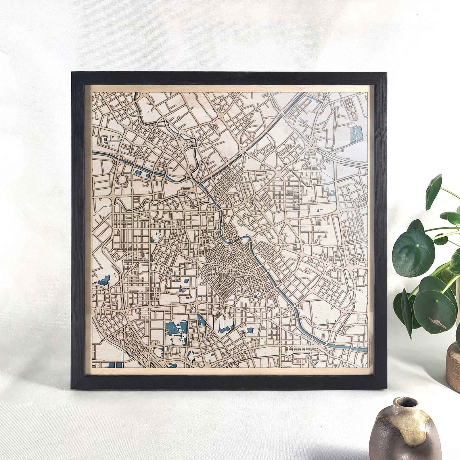 Tianjin Wooden Map by CityWood - Custom Wood Map Art - Unique Laser Cut Engraved - Anniversary Gift