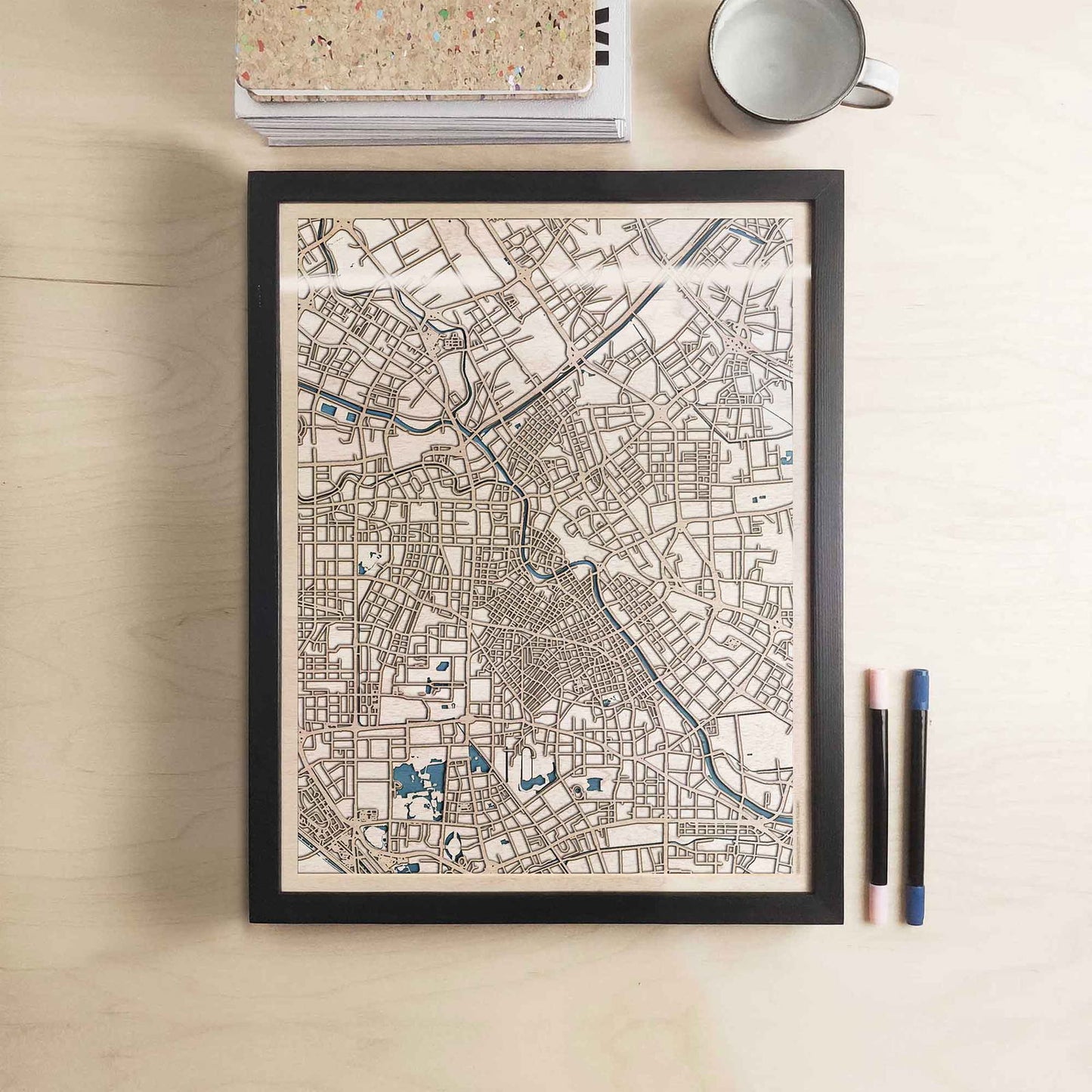 Tianjin Wooden Map by CityWood - Custom Wood Map Art - Unique Laser Cut Engraved - Anniversary Gift