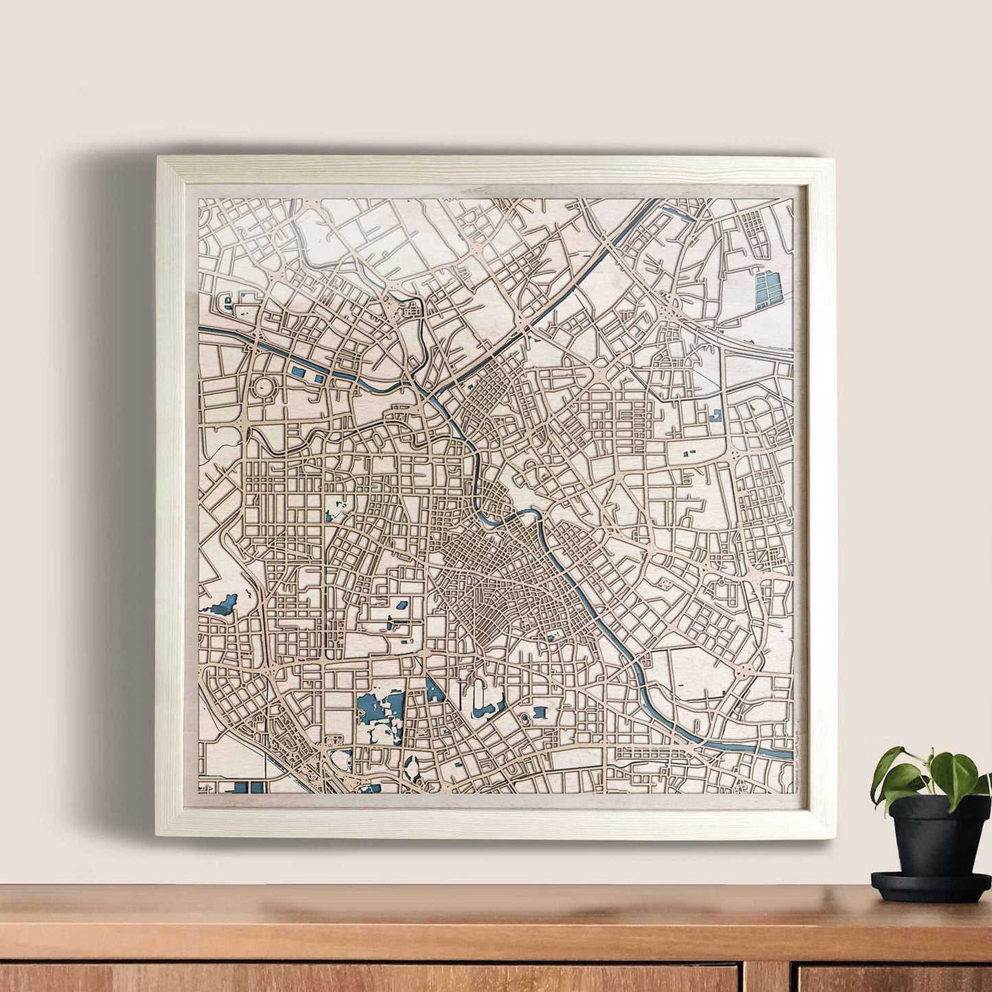 Tianjin Wooden Map by CityWood - Custom Wood Map Art - Unique Laser Cut Engraved - Anniversary Gift