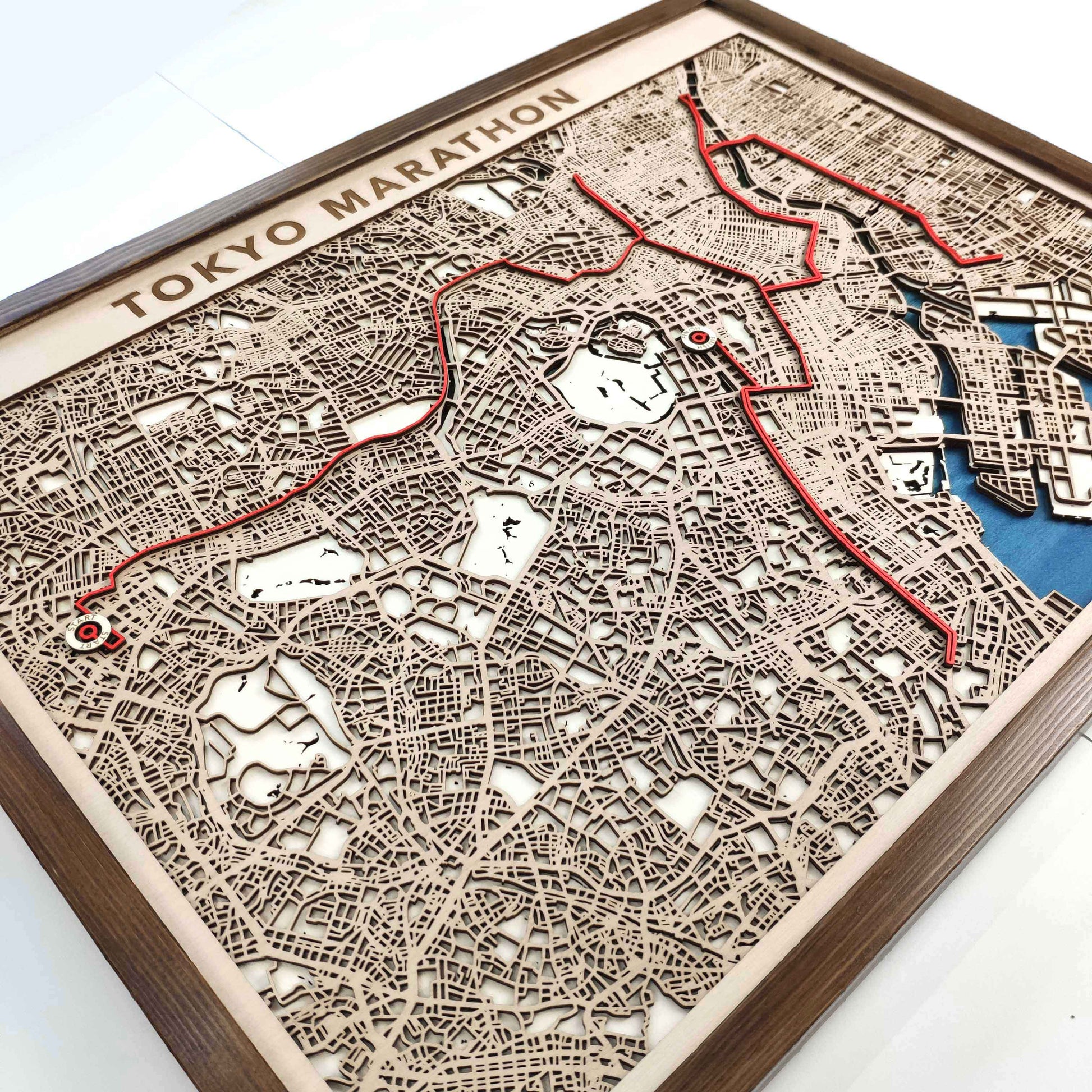 Tokyo Marathon Commemorative Wooden Route Map – Collector's Item by CityWood - Custom Wood Map Art - Unique Laser Cut Engraved - Anniversary Gift