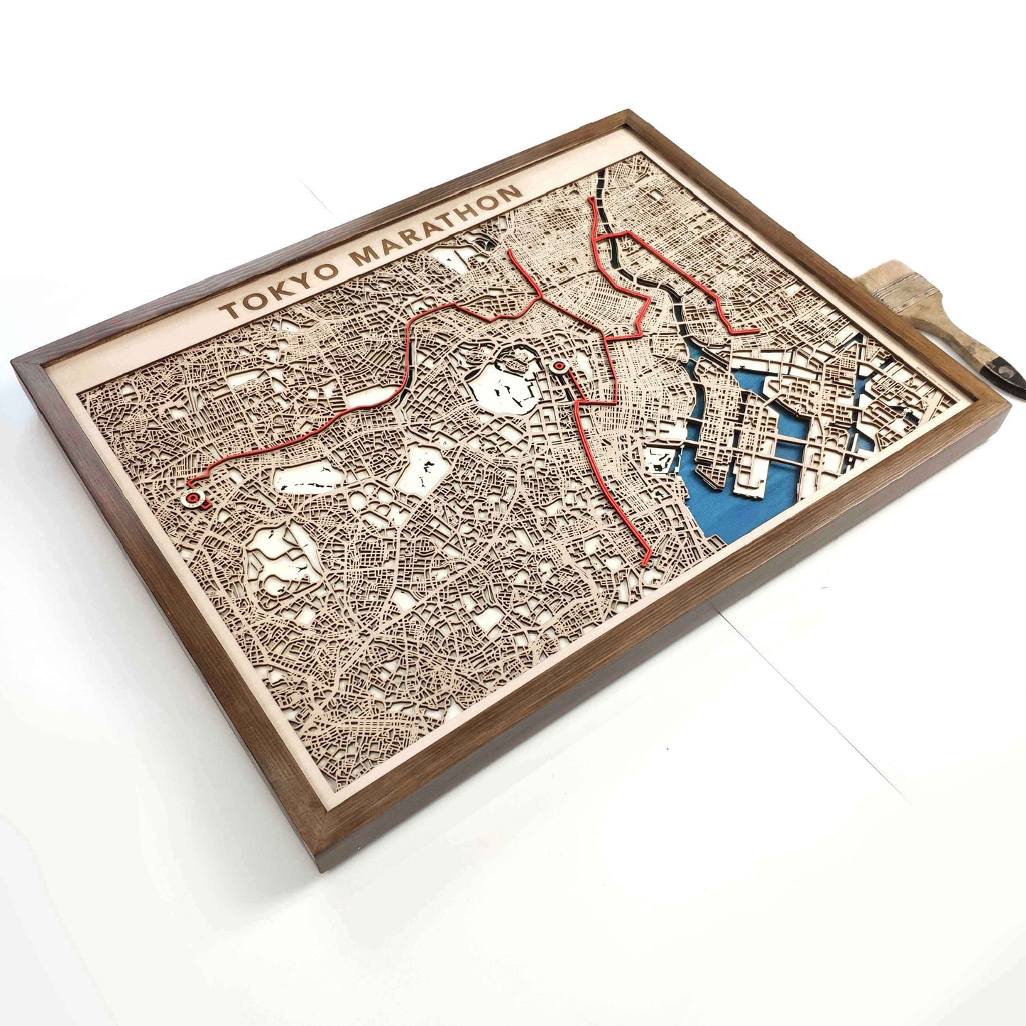 Tokyo Marathon Laser-Cut Wooden Map – Unique Runner Poster Gift by CityWood - Custom Wood Map Art - Unique Laser Cut Engraved - Anniversary Gift