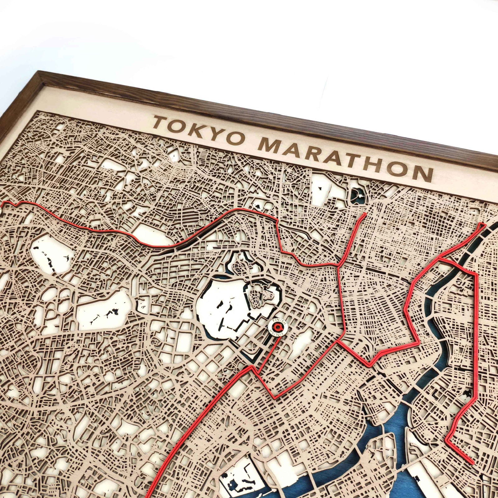 Tokyo Marathon Commemorative Wooden Route Map – Collector's Item by CityWood - Custom Wood Map Art - Unique Laser Cut Engraved - Anniversary Gift