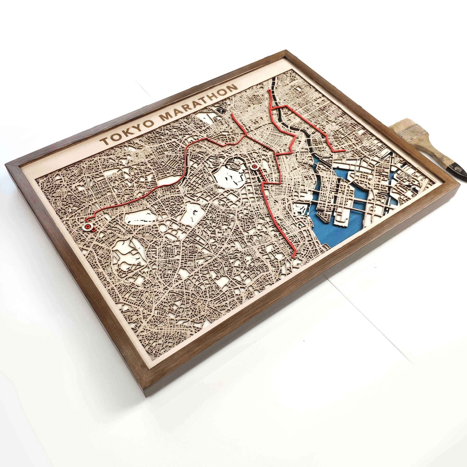 Tokyo Marathon Commemorative Wooden Route Map – Collector's Item by CityWood - Custom Wood Map Art - Unique Laser Cut Engraved - Anniversary Gift
