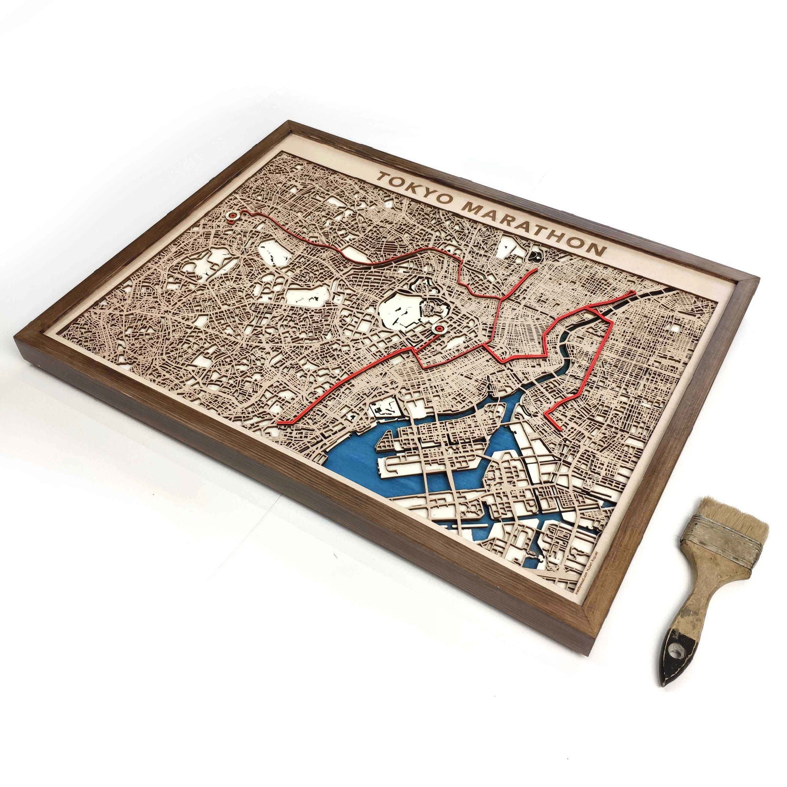 Tokyo Marathon Commemorative Wooden Route Map – Collector's Item by CityWood - Custom Wood Map Art - Unique Laser Cut Engraved - Anniversary Gift