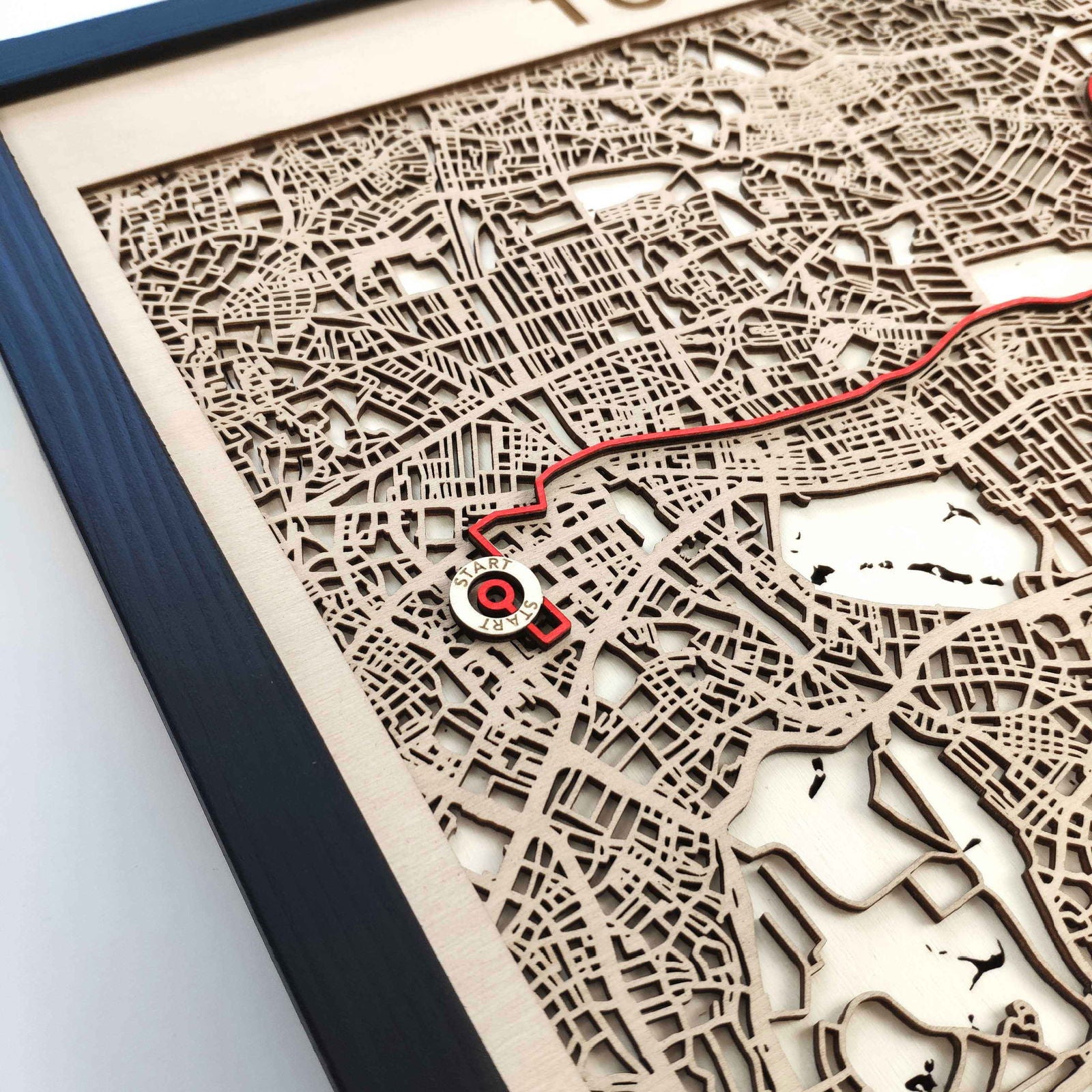 Tokyo Marathon Course Map - Wall Art Gift by CityWood - Custom Wood Map Art - Unique Laser Cut Engraved - Anniversary Gift