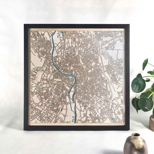 Toulouse Wooden Map by CityWood - Custom Wood Map Art - Unique Laser Cut Engraved - Anniversary Gift
