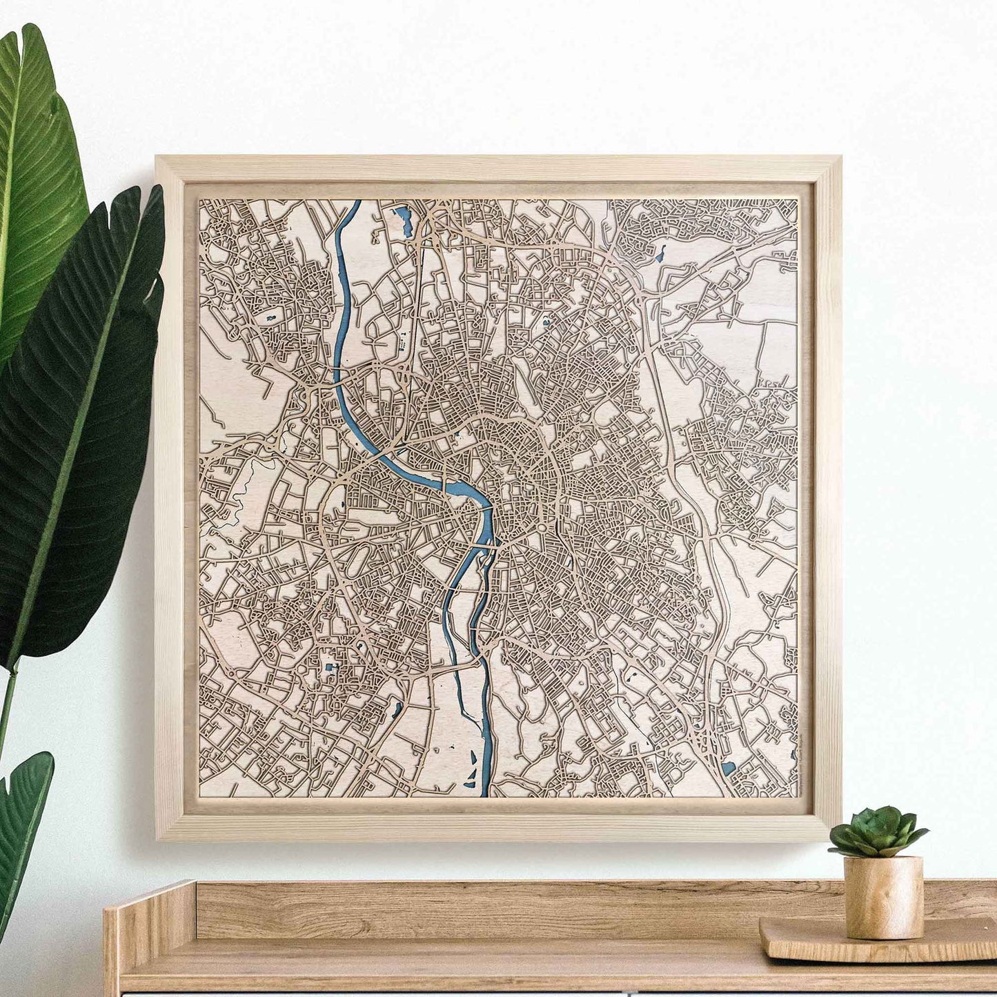 Toulouse Wooden Map by CityWood - Custom Wood Map Art - Unique Laser Cut Engraved - Anniversary Gift