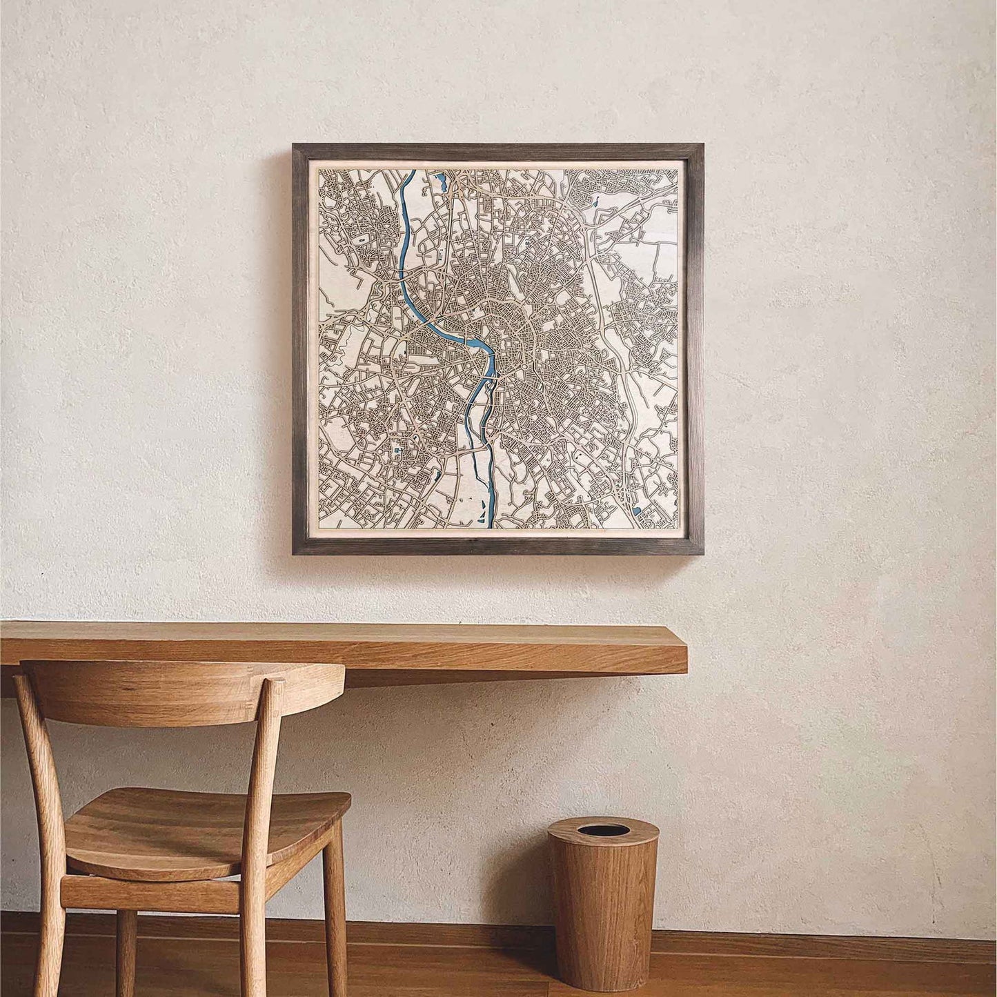 Toulouse Wooden Map by CityWood - Custom Wood Map Art - Unique Laser Cut Engraved - Anniversary Gift