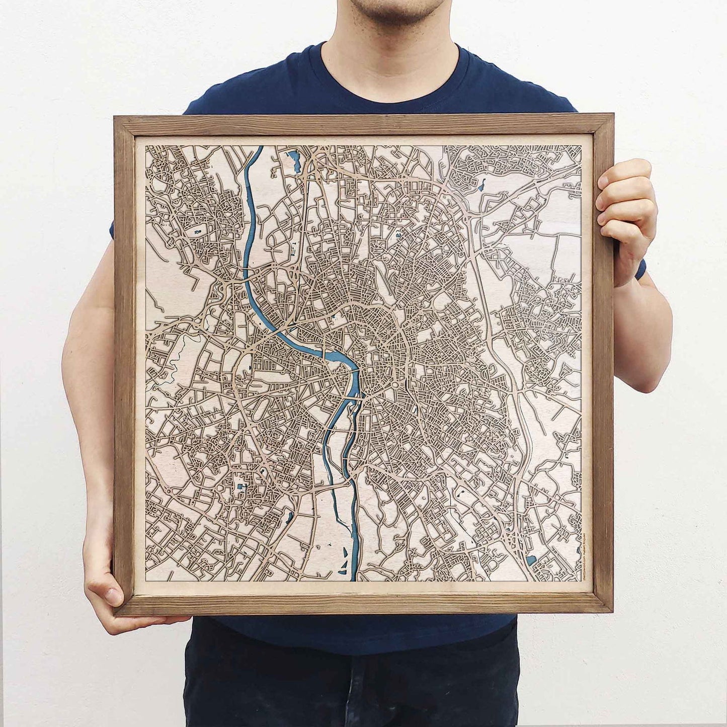 Toulouse Wooden Map by CityWood - Custom Wood Map Art - Unique Laser Cut Engraved - Anniversary Gift
