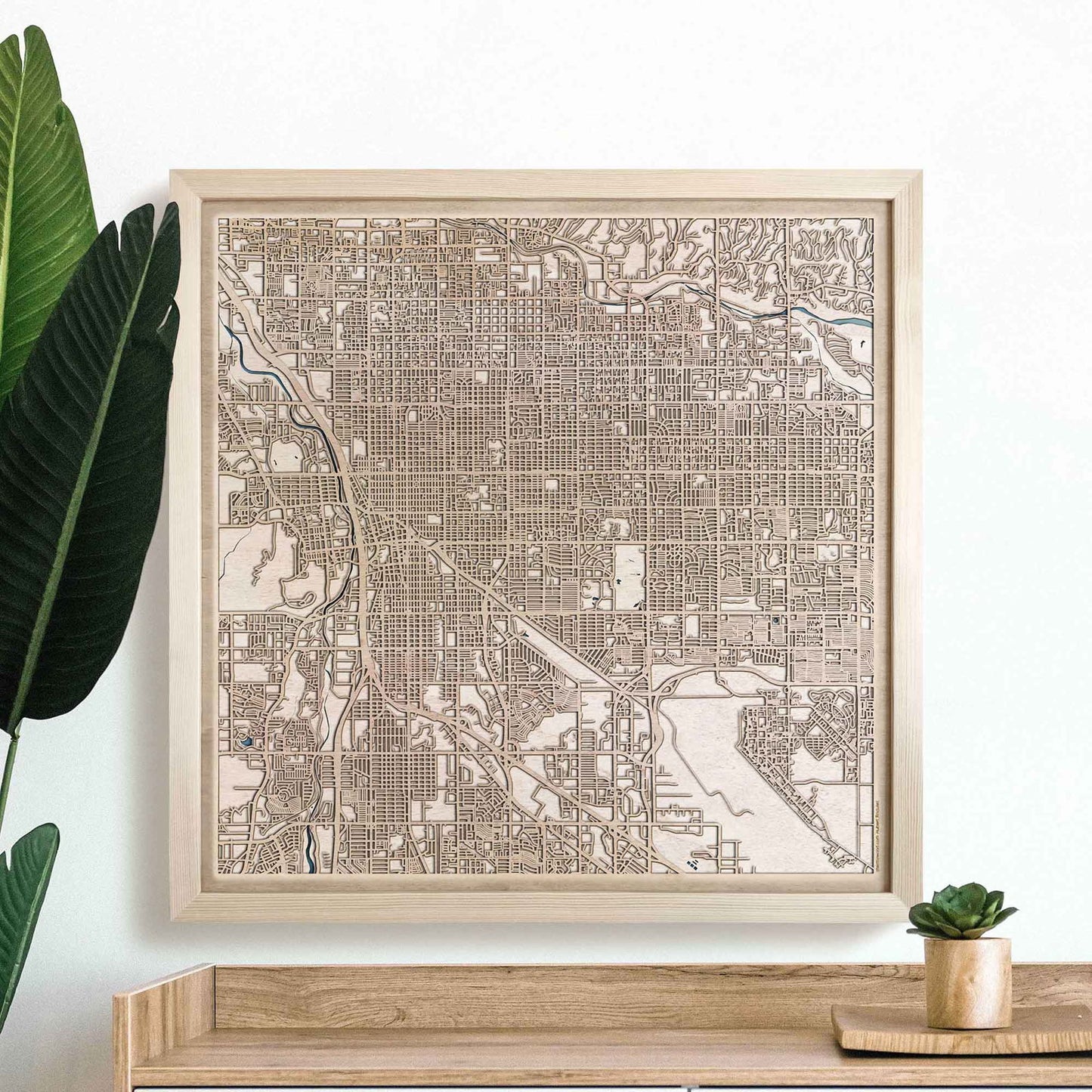 Tucson Wooden Map by CityWood - Custom Wood Map Art - Unique Laser Cut Engraved - Anniversary Gift