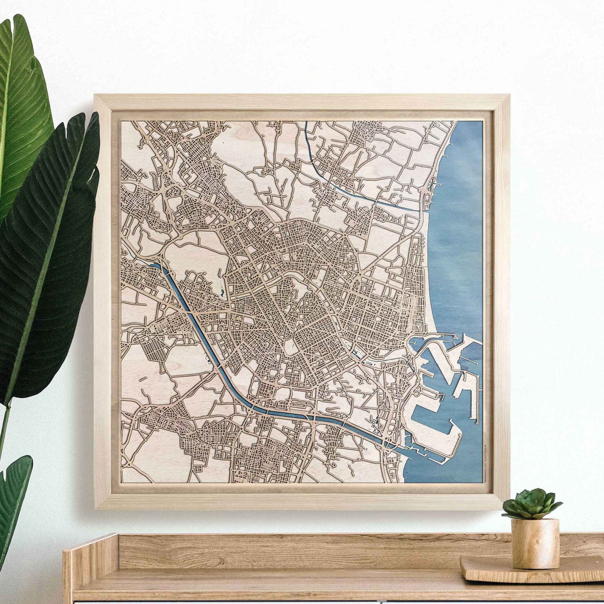 Valencia Wooden Map by CityWood - Custom Wood Map Art - Unique Laser Cut Engraved - Anniversary Gift