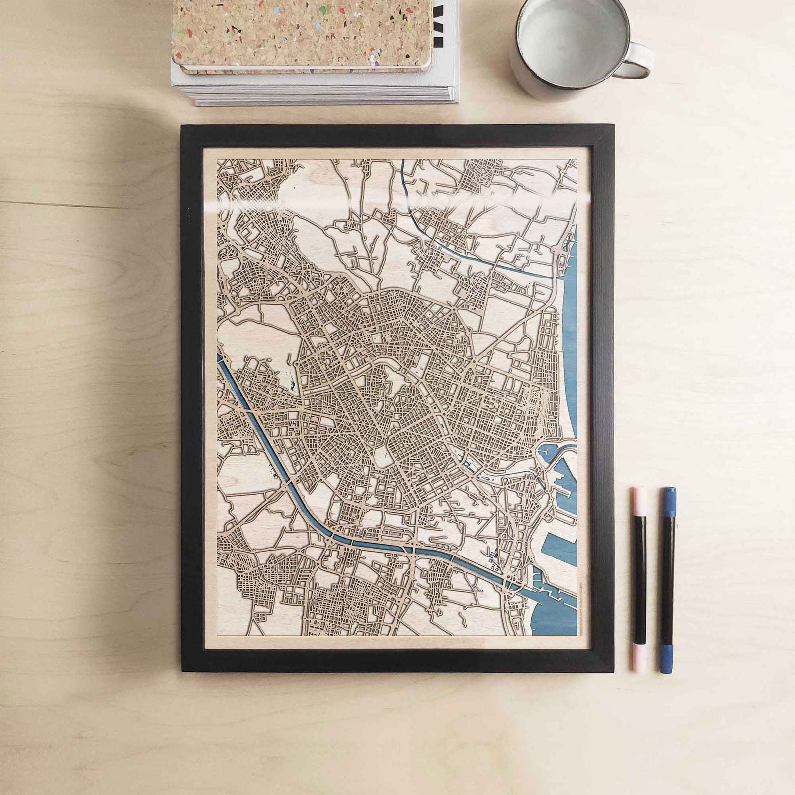 Valencia Wooden Map by CityWood - Custom Wood Map Art - Unique Laser Cut Engraved - Anniversary Gift