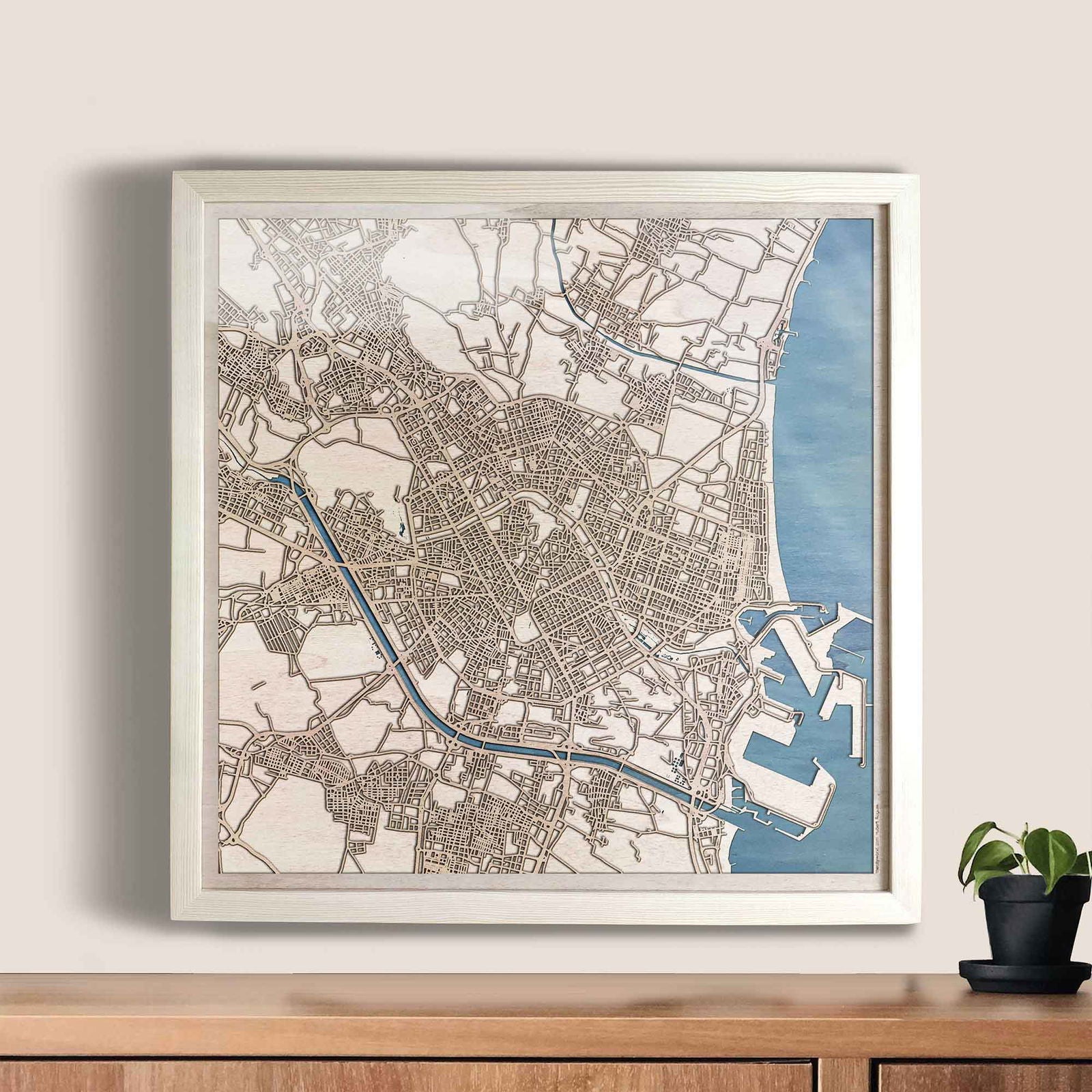 Valencia Wooden Map by CityWood - Custom Wood Map Art - Unique Laser Cut Engraved - Anniversary Gift