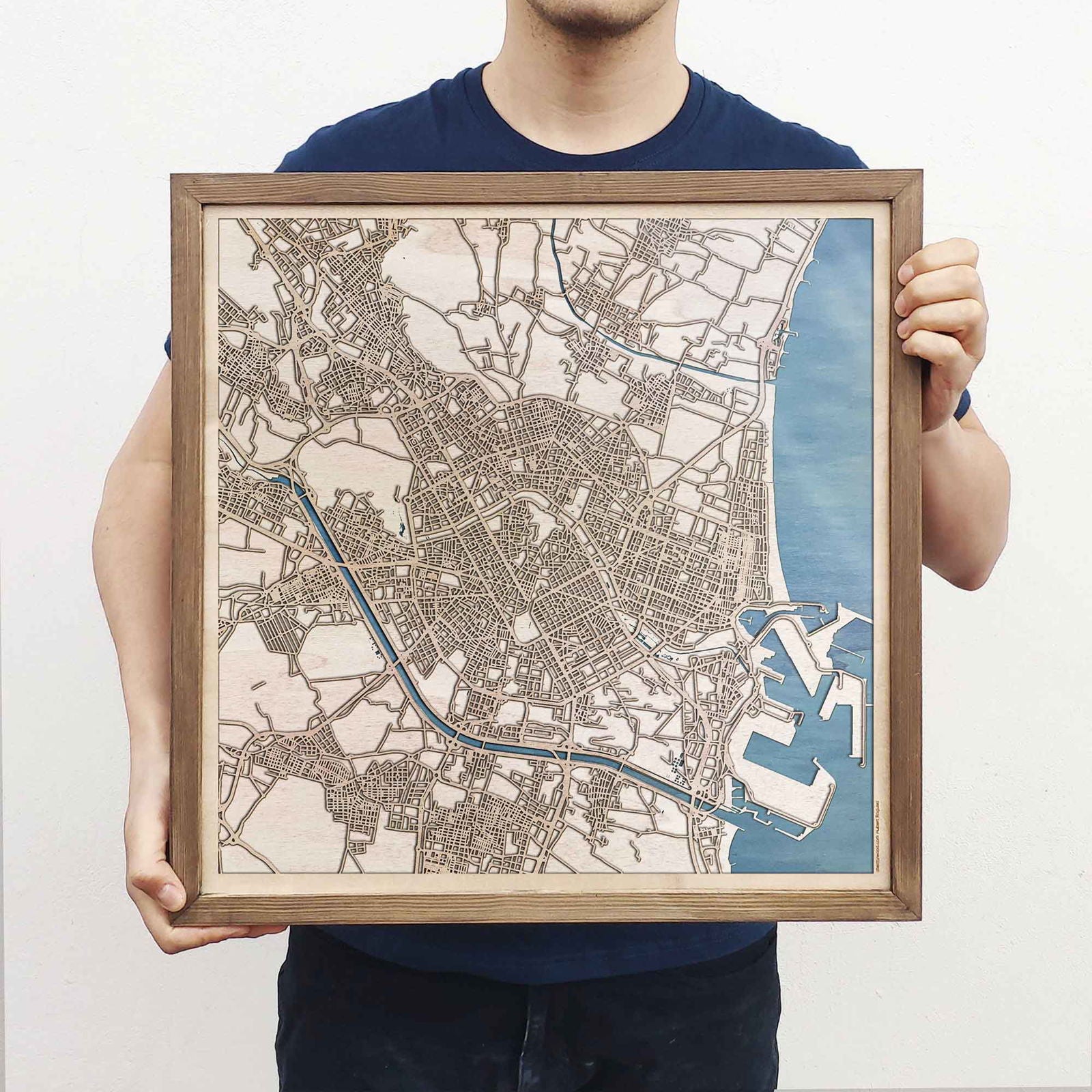 Valencia Wooden Map by CityWood - Custom Wood Map Art - Unique Laser Cut Engraved - Anniversary Gift