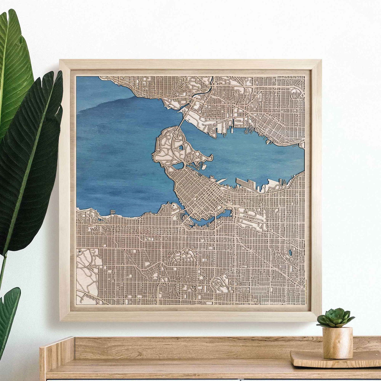 Vancouver Wooden Map by CityWood - Custom Wood Map Art - Unique Laser Cut Engraved - Anniversary Gift