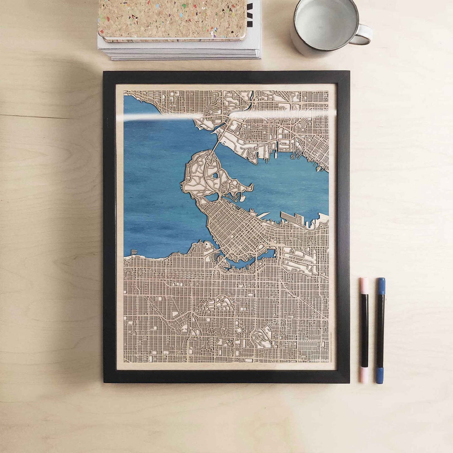 Vancouver Wooden Map by CityWood - Custom Wood Map Art - Unique Laser Cut Engraved - Anniversary Gift