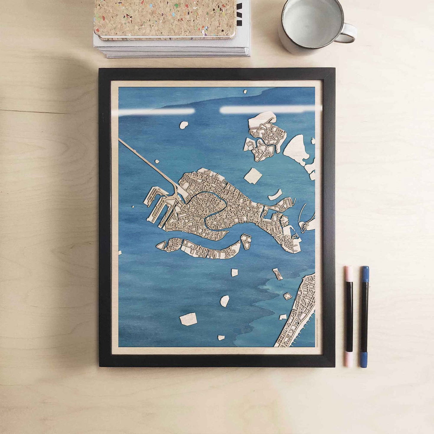 Venice Wooden Map by CityWood - Custom Wood Map Art - Unique Laser Cut Engraved - Anniversary Gift