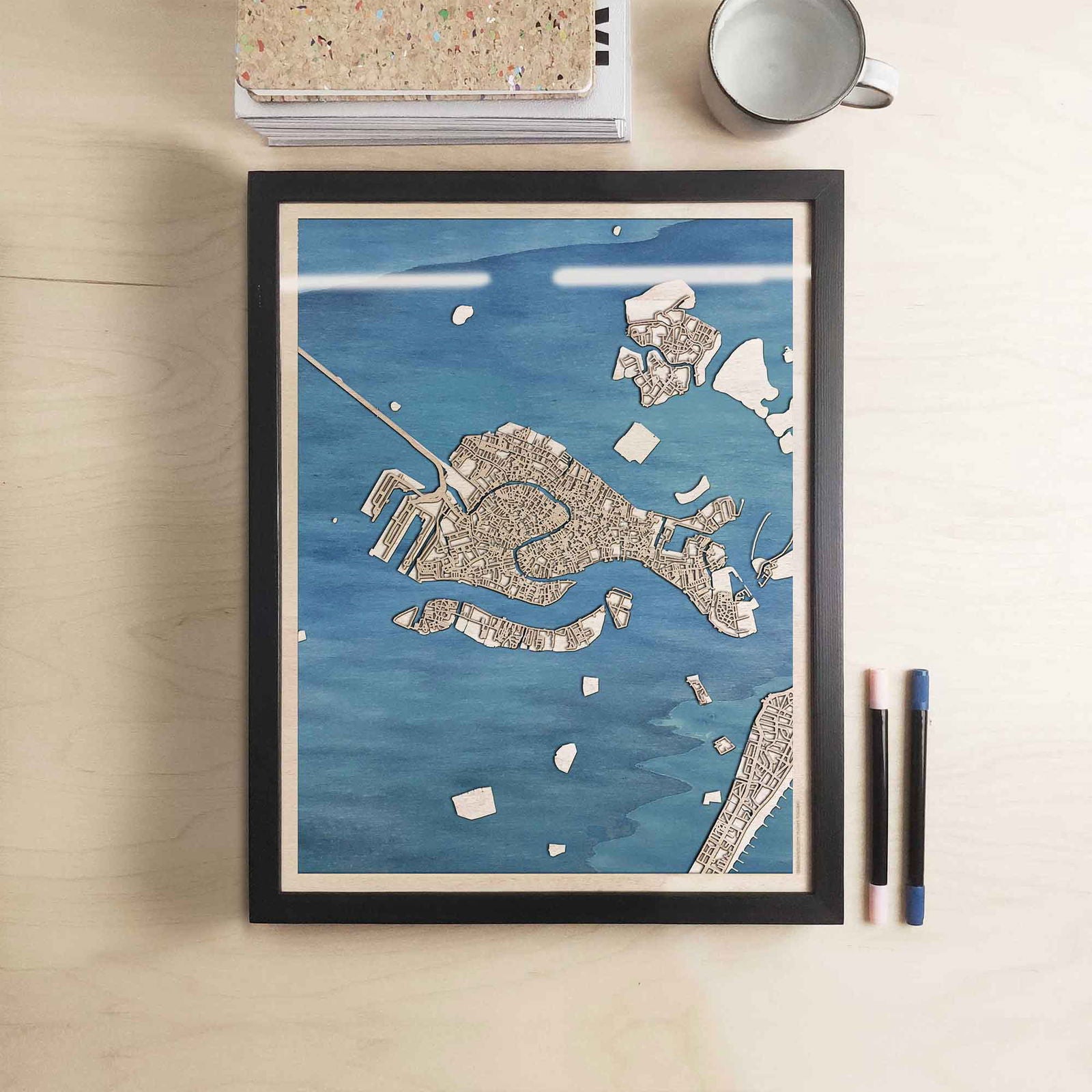 Venice Wooden Map by CityWood - Custom Wood Map Art - Unique Laser Cut Engraved - Anniversary Gift