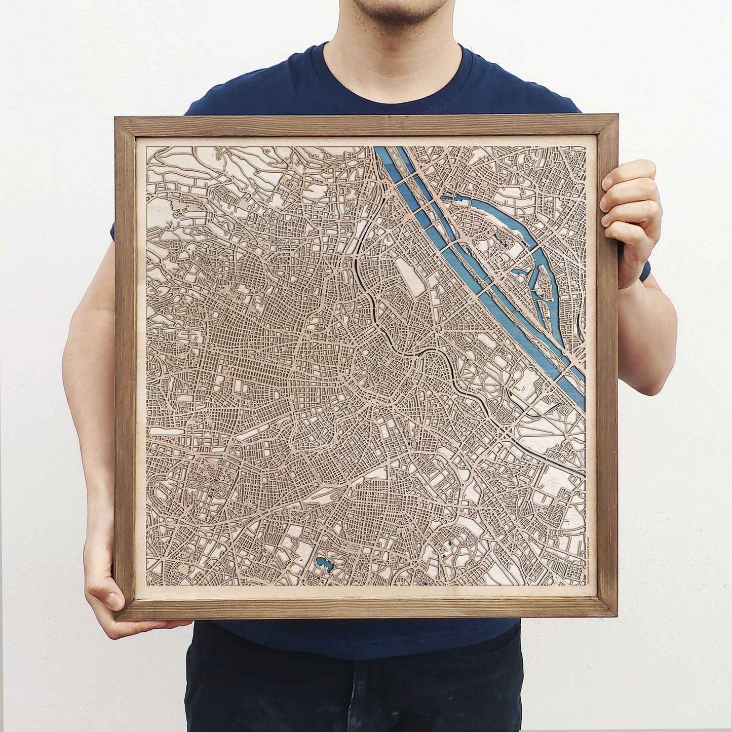 Vienna Wooden Map by CityWood - Custom Wood Map Art - Unique Laser Cut Engraved - Anniversary Gift