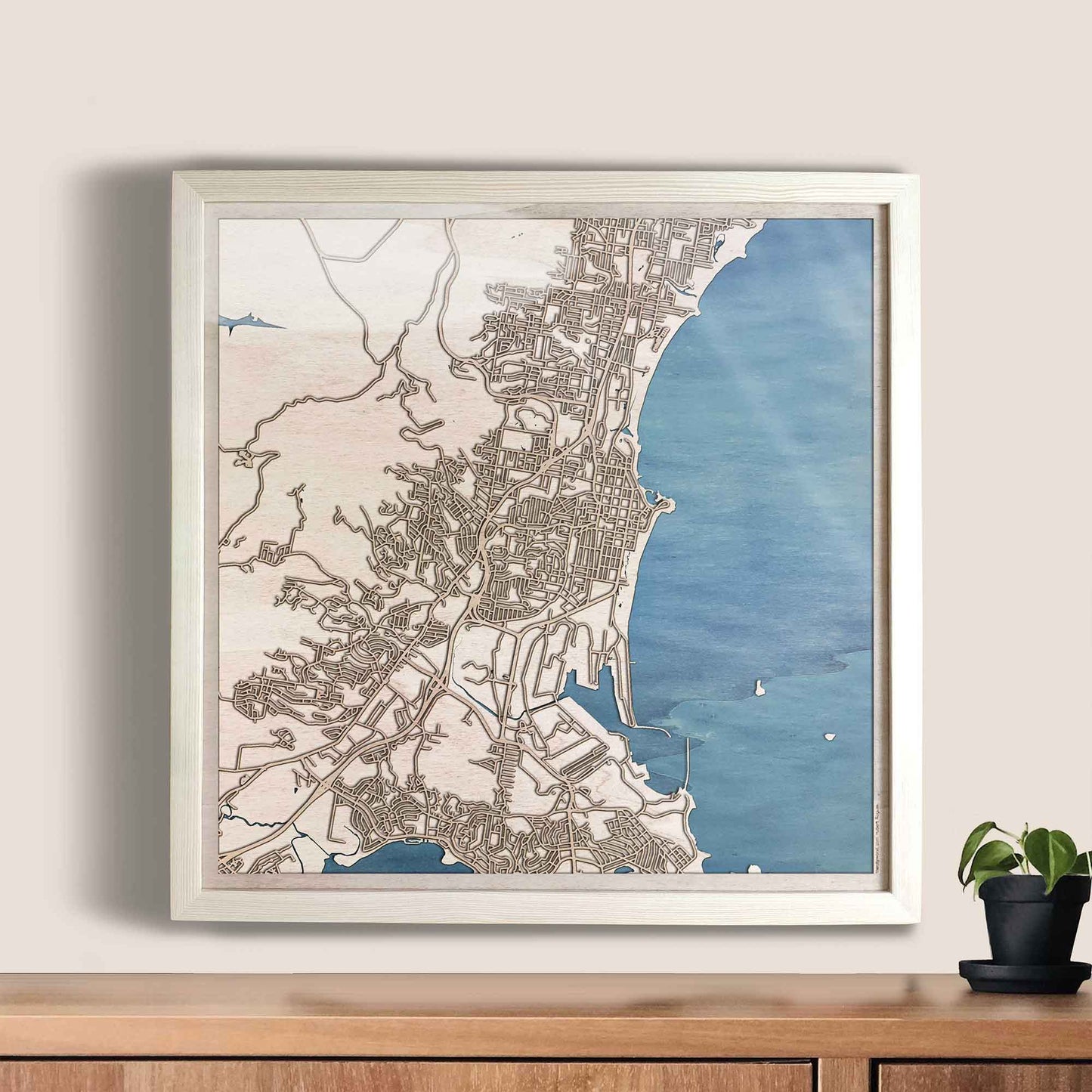 Wollongong Wooden Map by CityWood - Custom Wood Map Art - Unique Laser Cut Engraved - Anniversary Gift