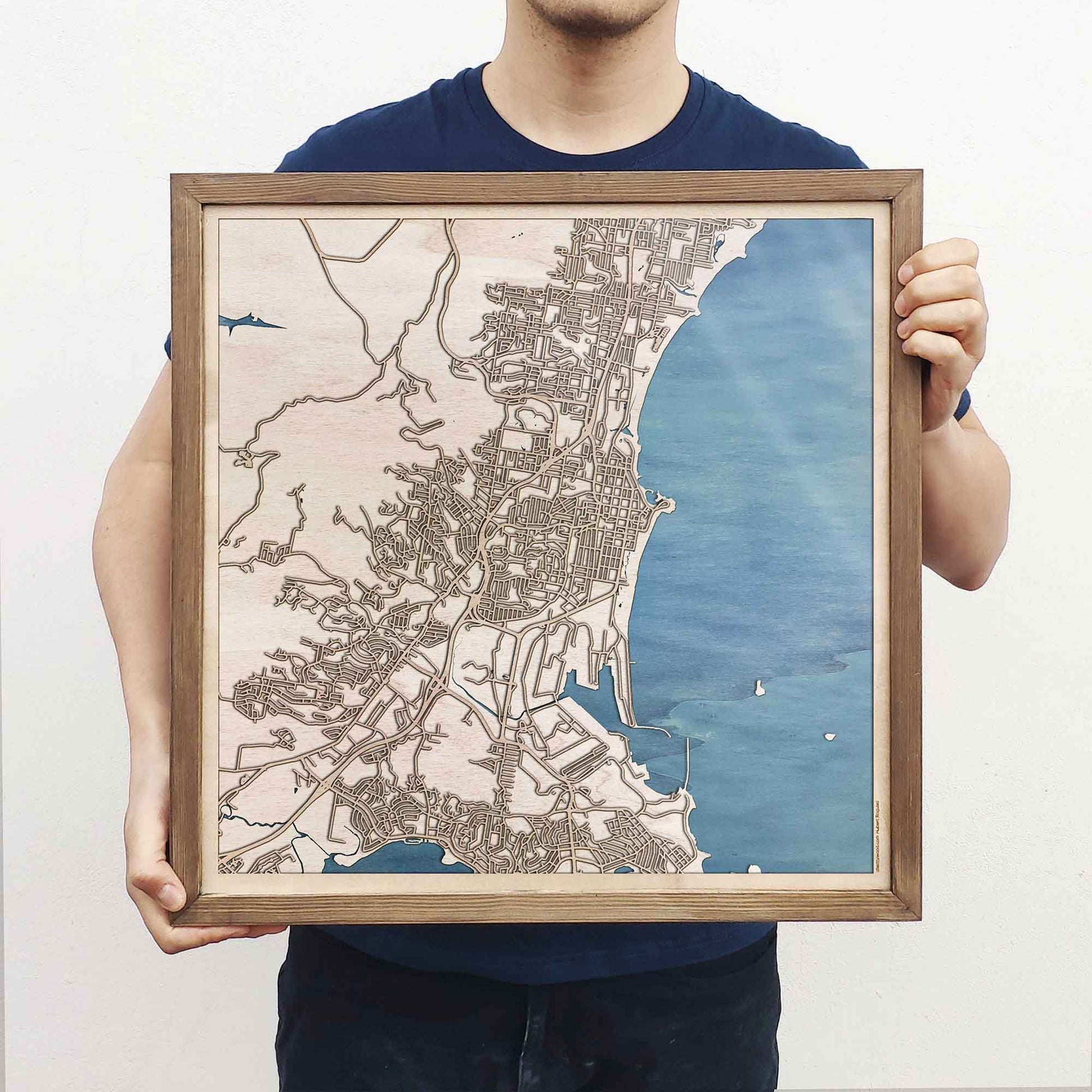 Wollongong Wooden Map by CityWood - Custom Wood Map Art - Unique Laser Cut Engraved - Anniversary Gift