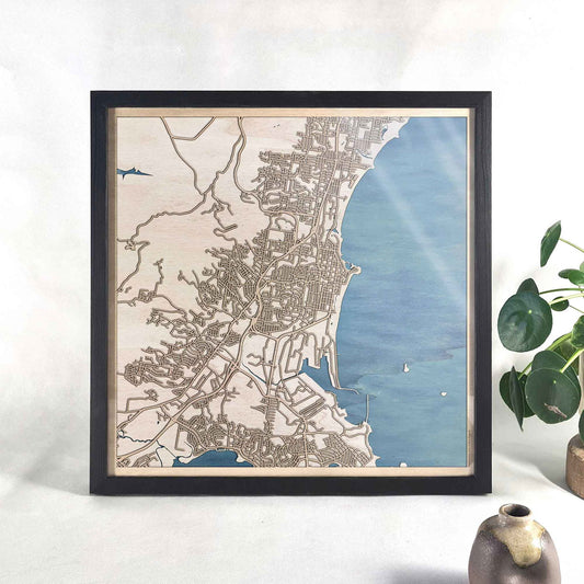 Wollongong Wooden Map by CityWood - Custom Wood Map Art - Unique Laser Cut Engraved - Anniversary Gift