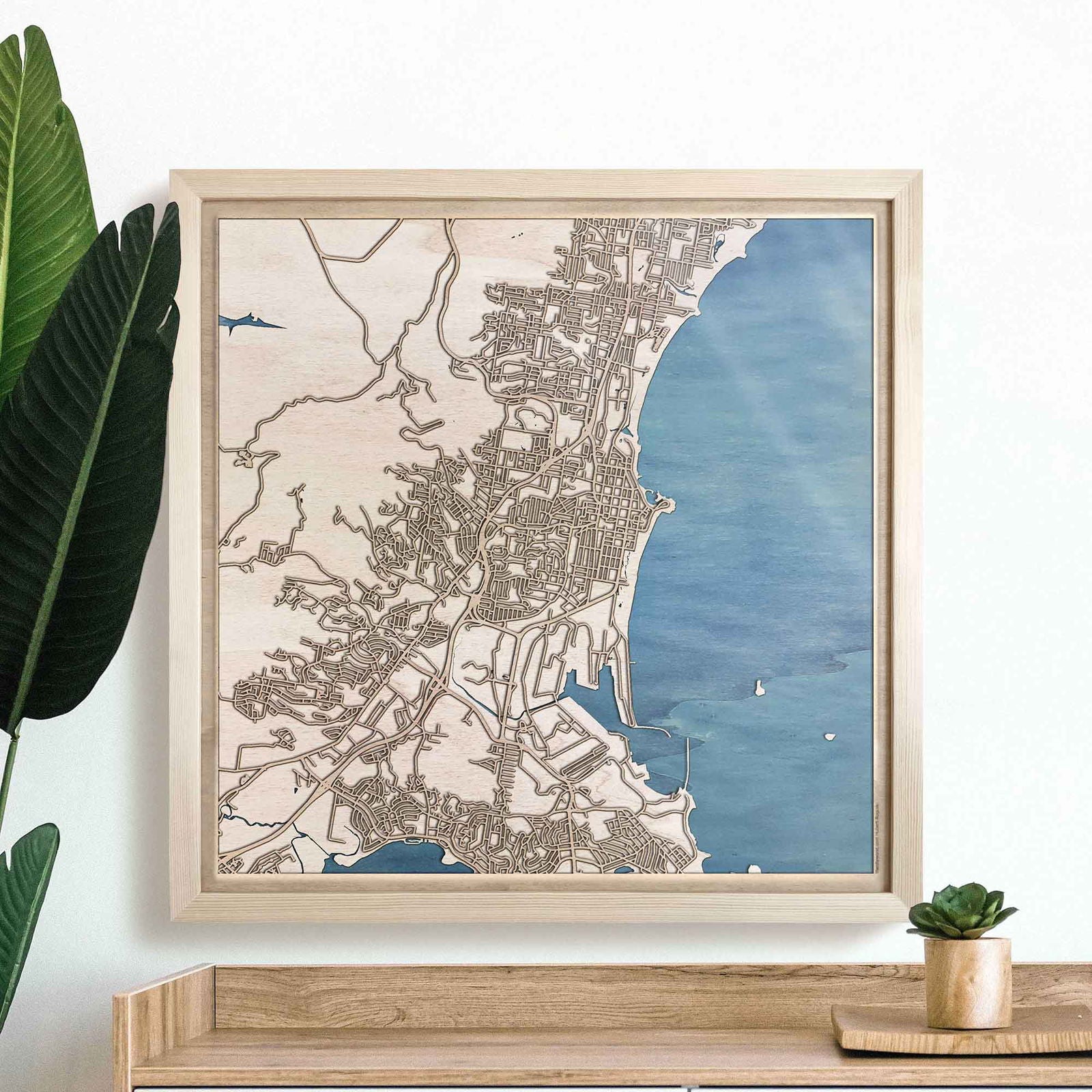 Wollongong Wooden Map by CityWood - Custom Wood Map Art - Unique Laser Cut Engraved - Anniversary Gift