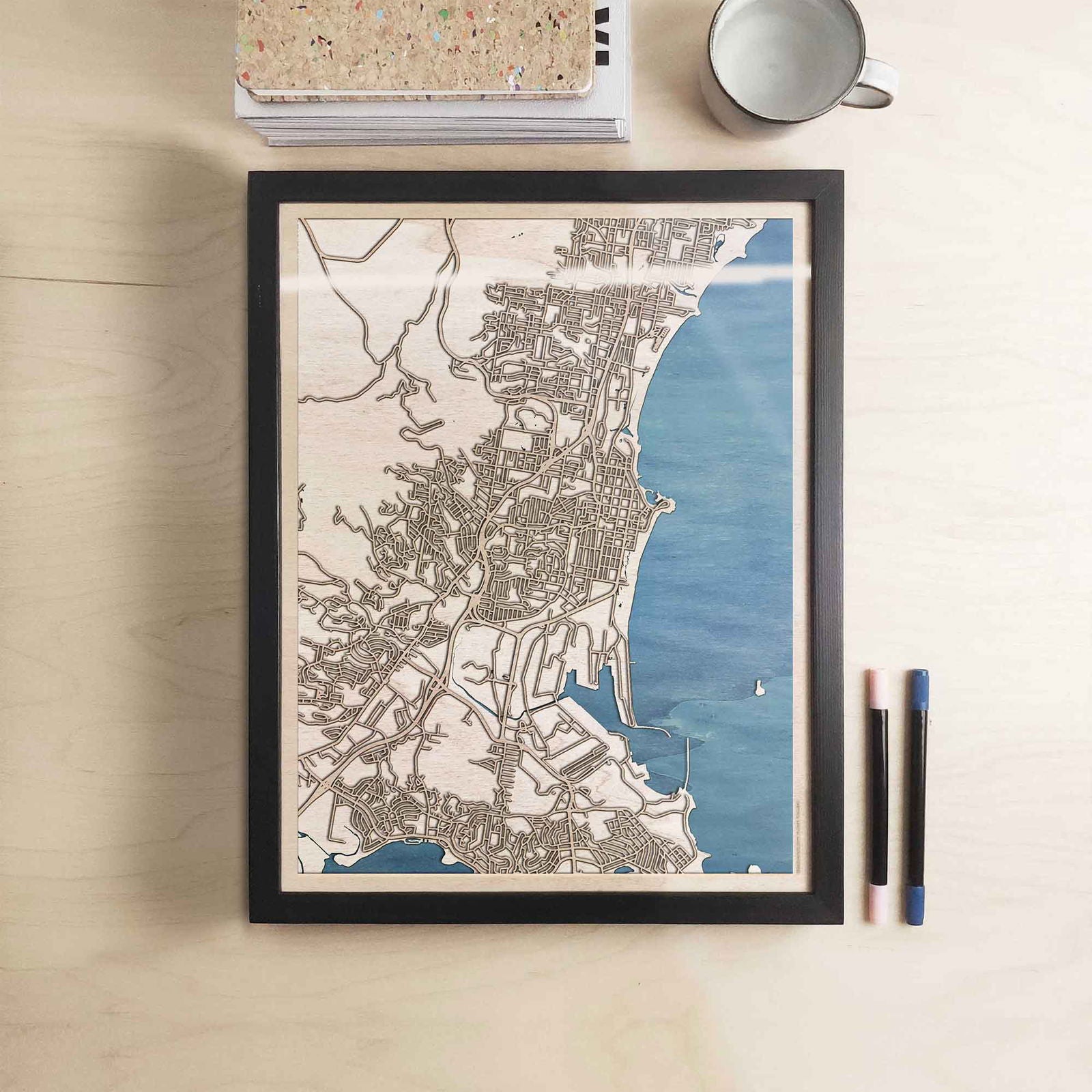 Wollongong Wooden Map by CityWood - Custom Wood Map Art - Unique Laser Cut Engraved - Anniversary Gift