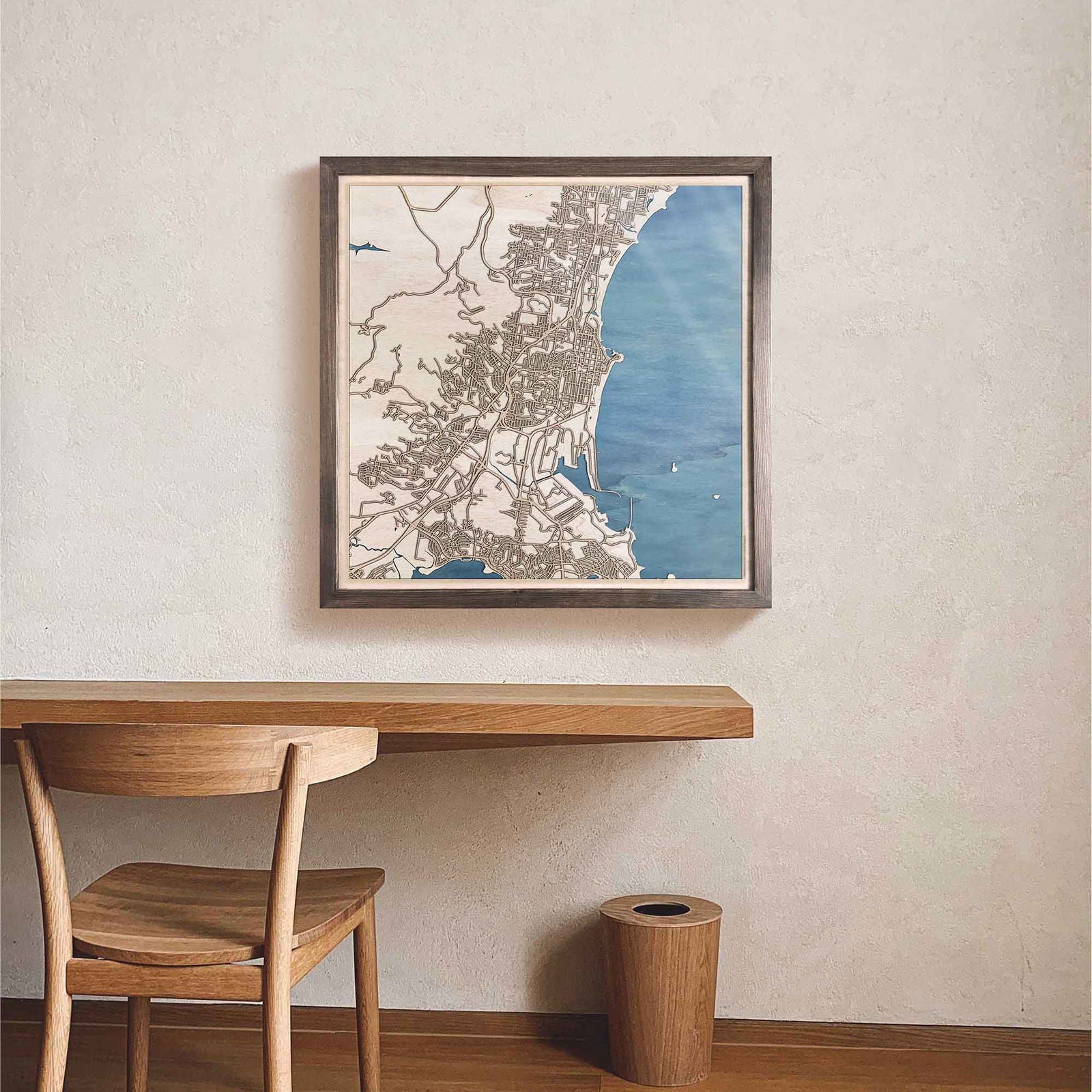 Wollongong Wooden Map by CityWood - Custom Wood Map Art - Unique Laser Cut Engraved - Anniversary Gift