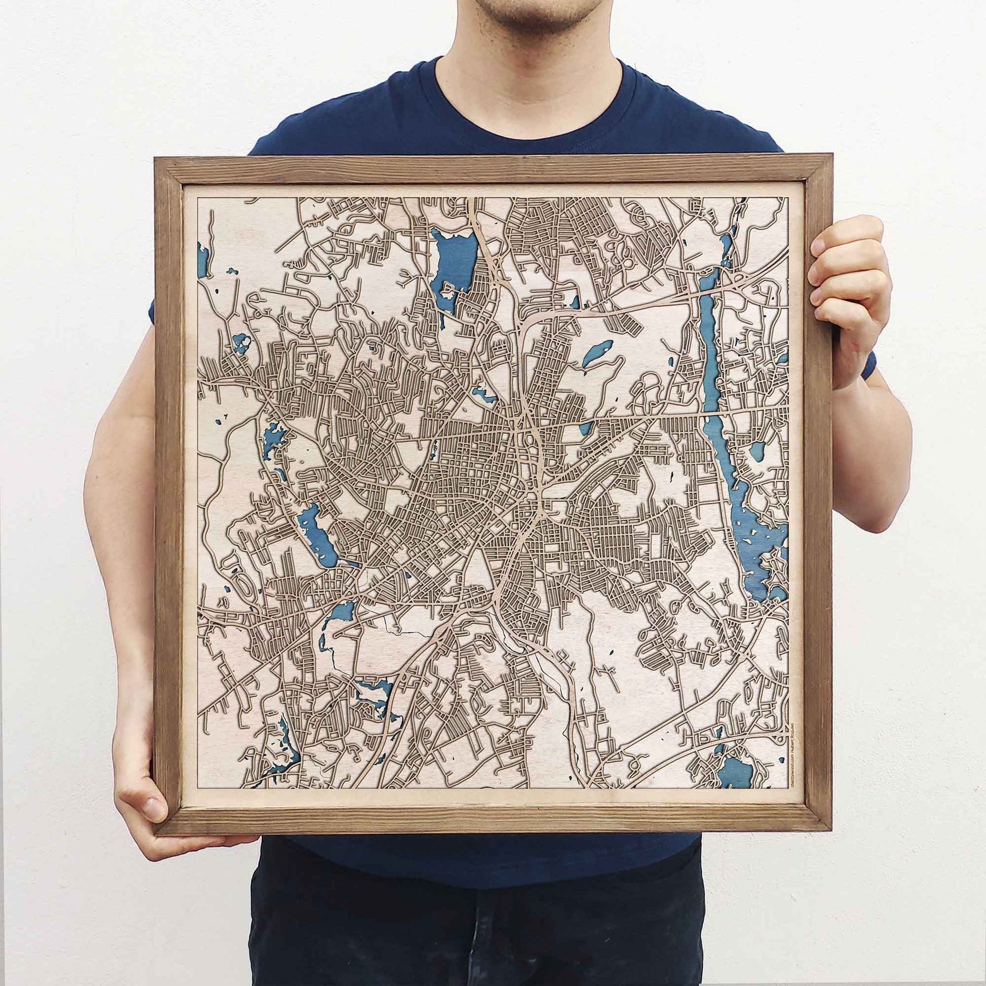 Worcester Wooden Map by CityWood - Custom Wood Map Art - Unique Laser Cut Engraved - Anniversary Gift
