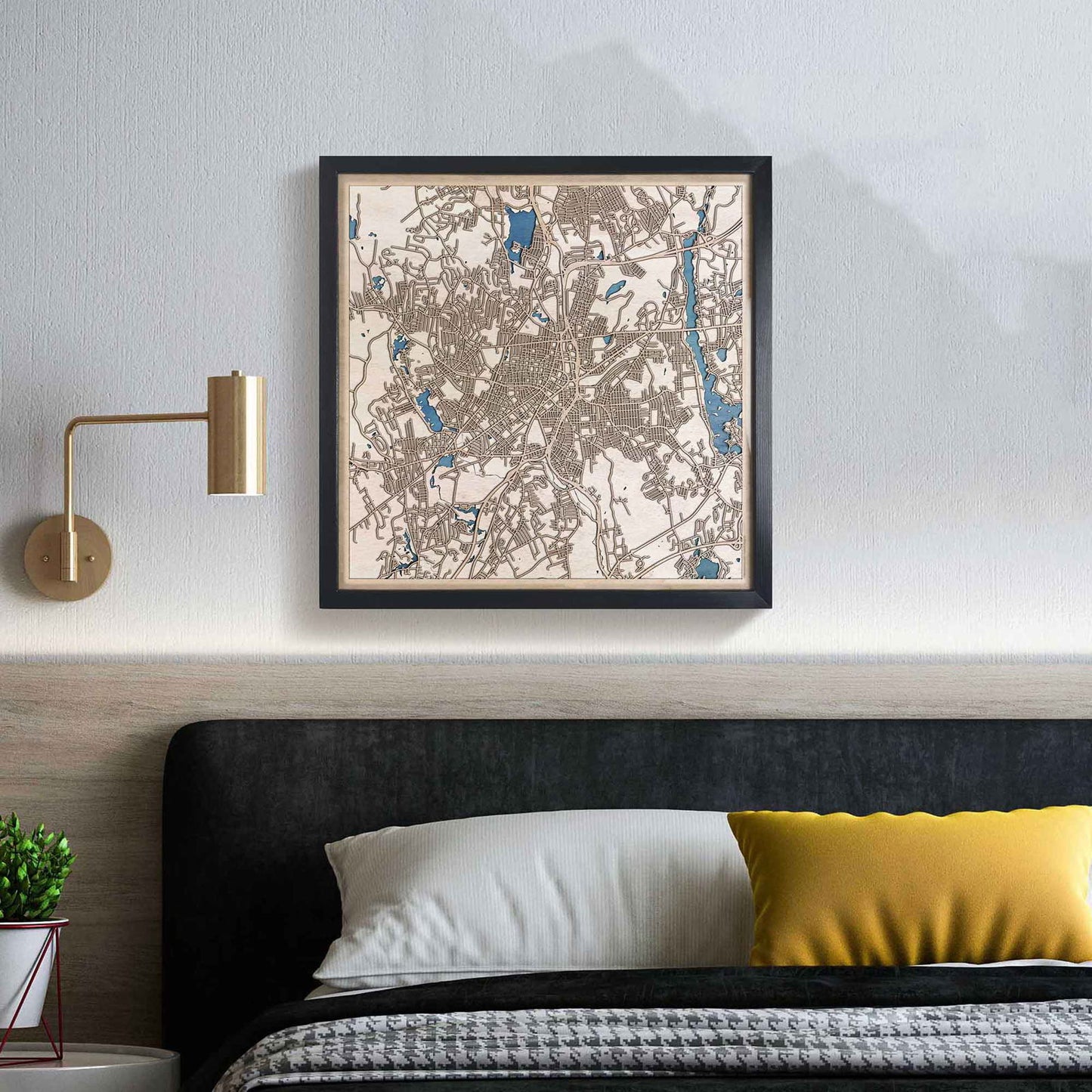 Worcester Wooden Map by CityWood - Custom Wood Map Art - Unique Laser Cut Engraved - Anniversary Gift