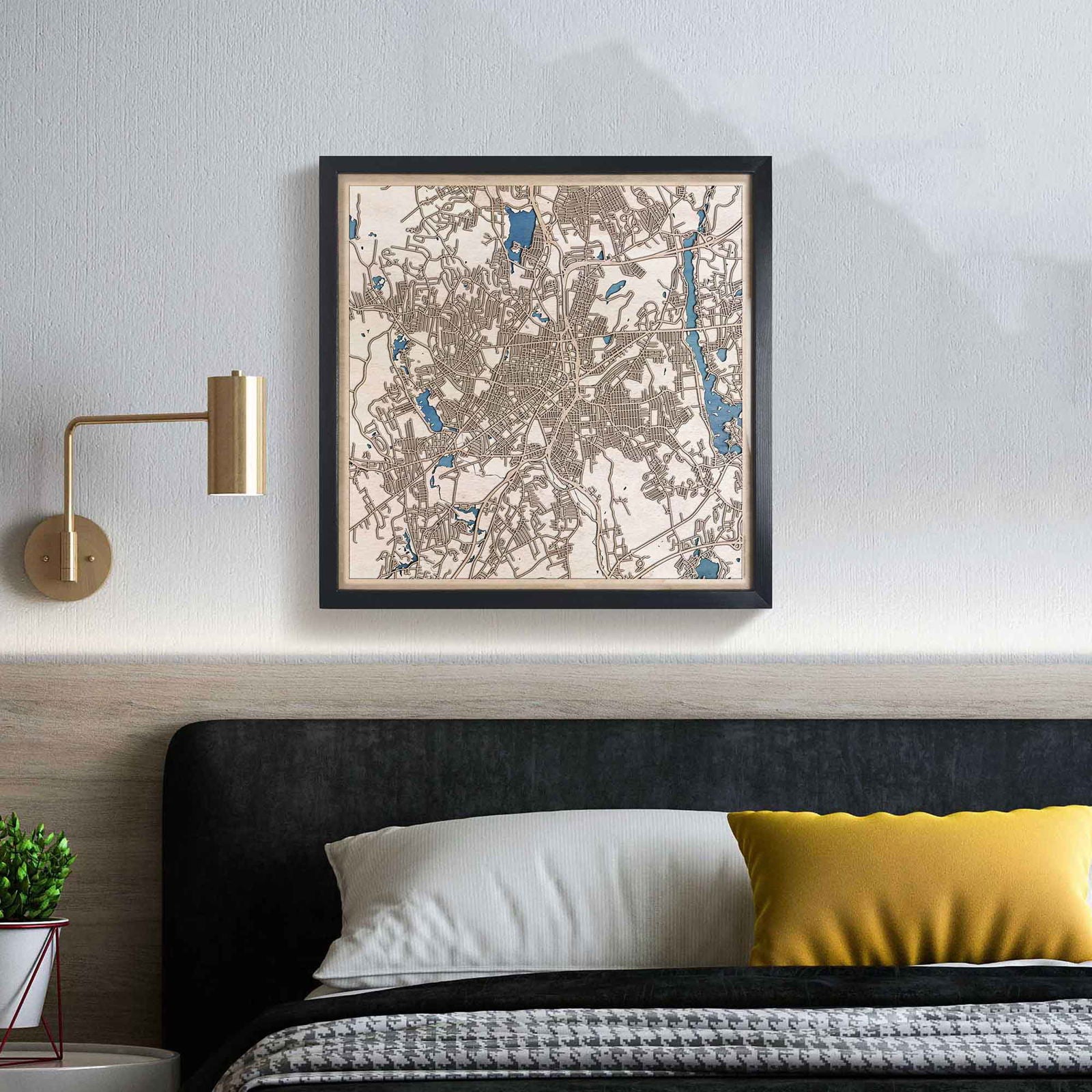 Worcester Wooden Map by CityWood - Custom Wood Map Art - Unique Laser Cut Engraved - Anniversary Gift