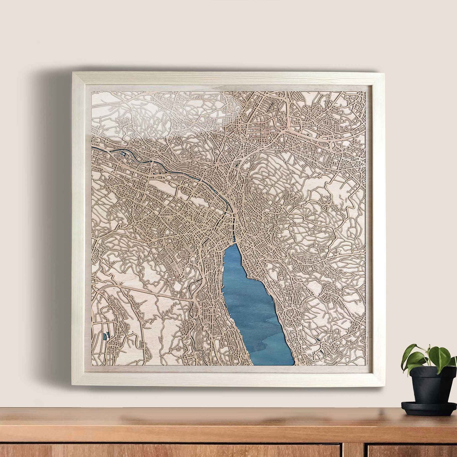 Zurich Wooden Map by CityWood - Custom Wood Map Art - Unique Laser Cut Engraved - Anniversary Gift