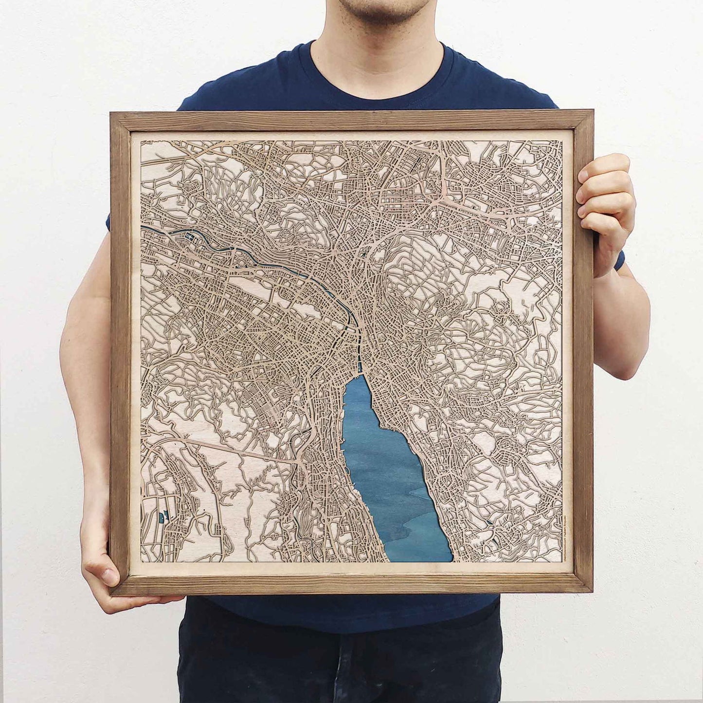 Zurich Wooden Map by CityWood - Custom Wood Map Art - Unique Laser Cut Engraved - Anniversary Gift