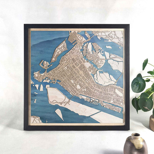 Abu Dhabi Wooden Map by CityWood - Custom Wood Map Art - Unique Laser Cut Engraved - Anniversary Gift