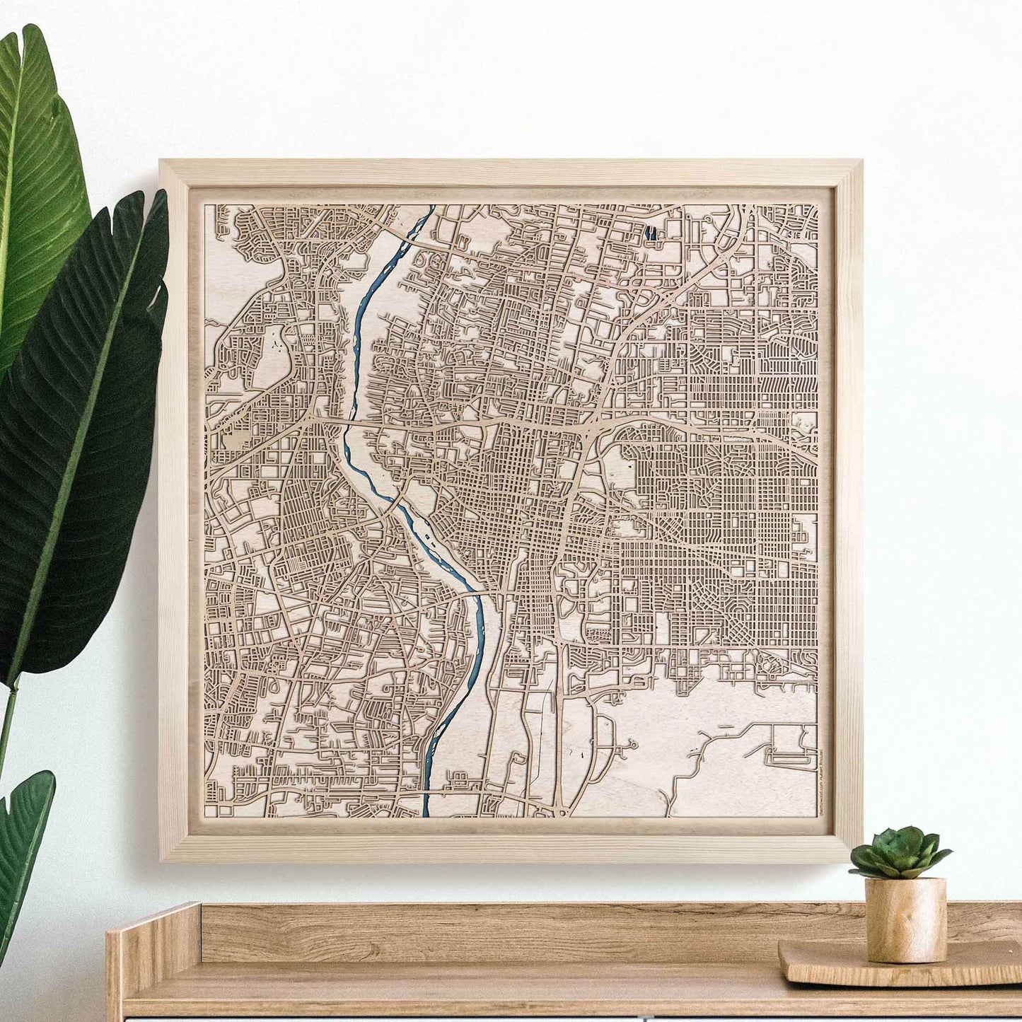 Albuquerque Wooden Map by CityWood - Custom Wood Map Art - Unique Laser Cut Engraved - Anniversary Gift