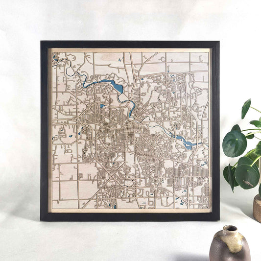 Ann Arbor Wooden Map by CityWood - Custom Wood Map Art - Unique Laser Cut Engraved - Anniversary Gift