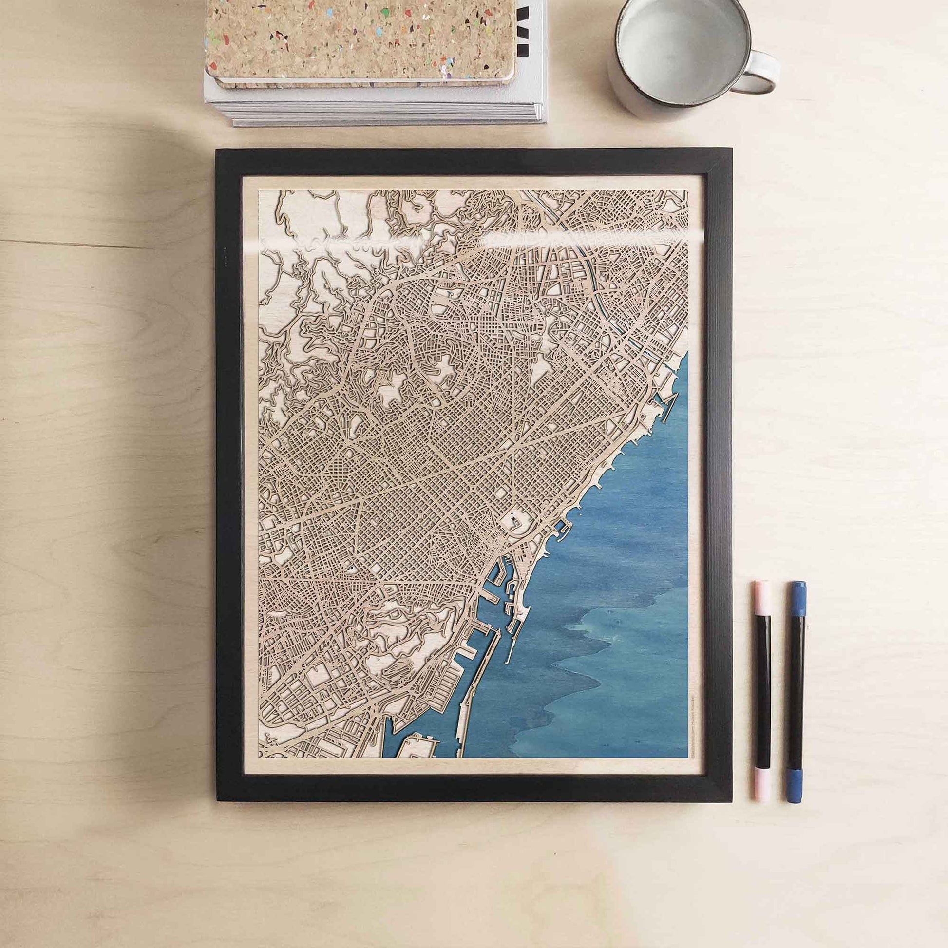 Barcelona Wooden Map by CityWood - Custom Wood Map Art - Unique Laser Cut Engraved - Anniversary Gift